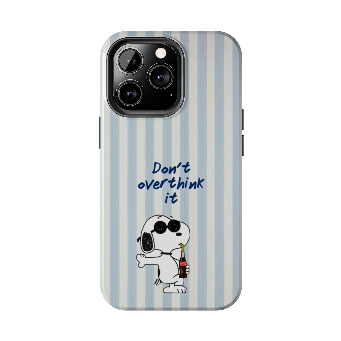 Snoopy "Don't Overthink It" Tough Phone Case — Striped Protective Cover