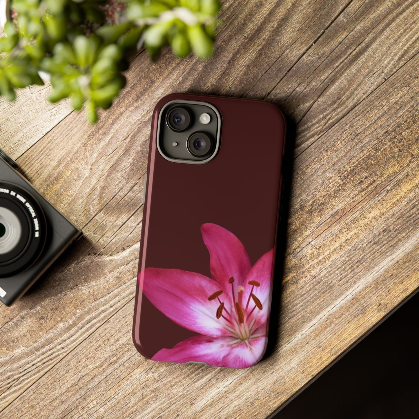 Burgundy Lily Floral – Phone Case Tough Case