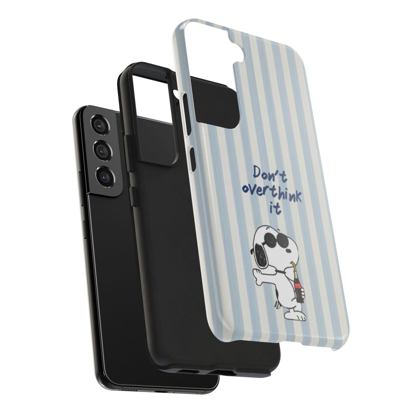 Snoopy "Don't Overthink It" Tough Phone Case — Striped Protective Cover