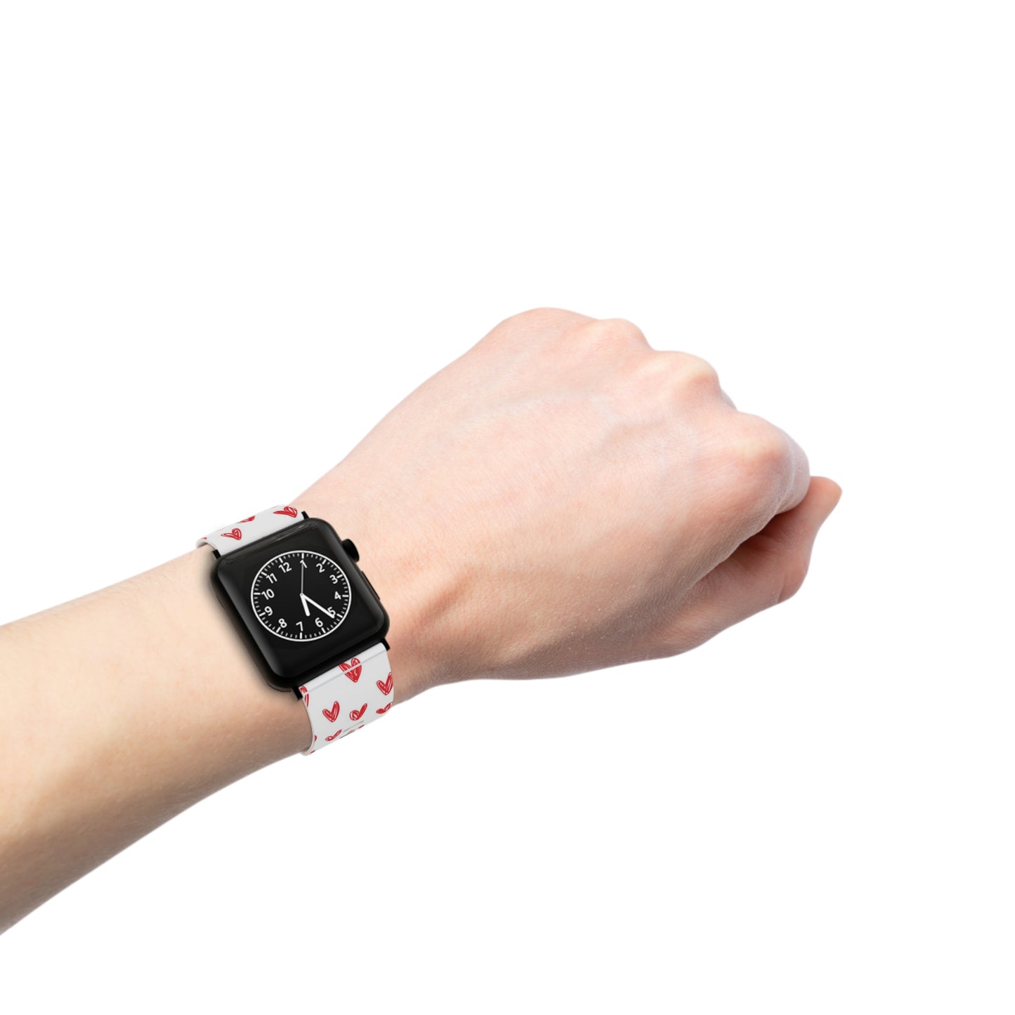 Left On Red — Apple Watch Band Red Hand-Drawn Hearts Pattern