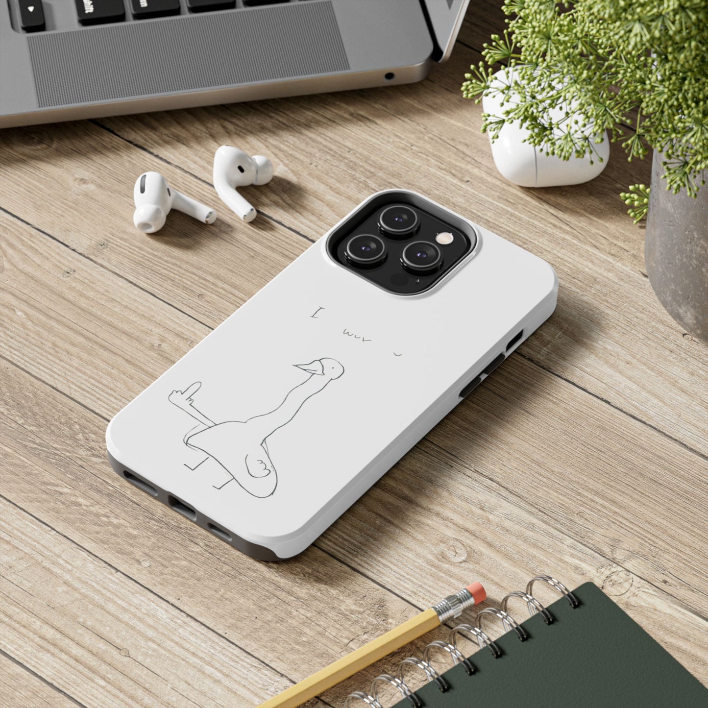 Funny Duck 'I wuv u'— Tough Phone Case