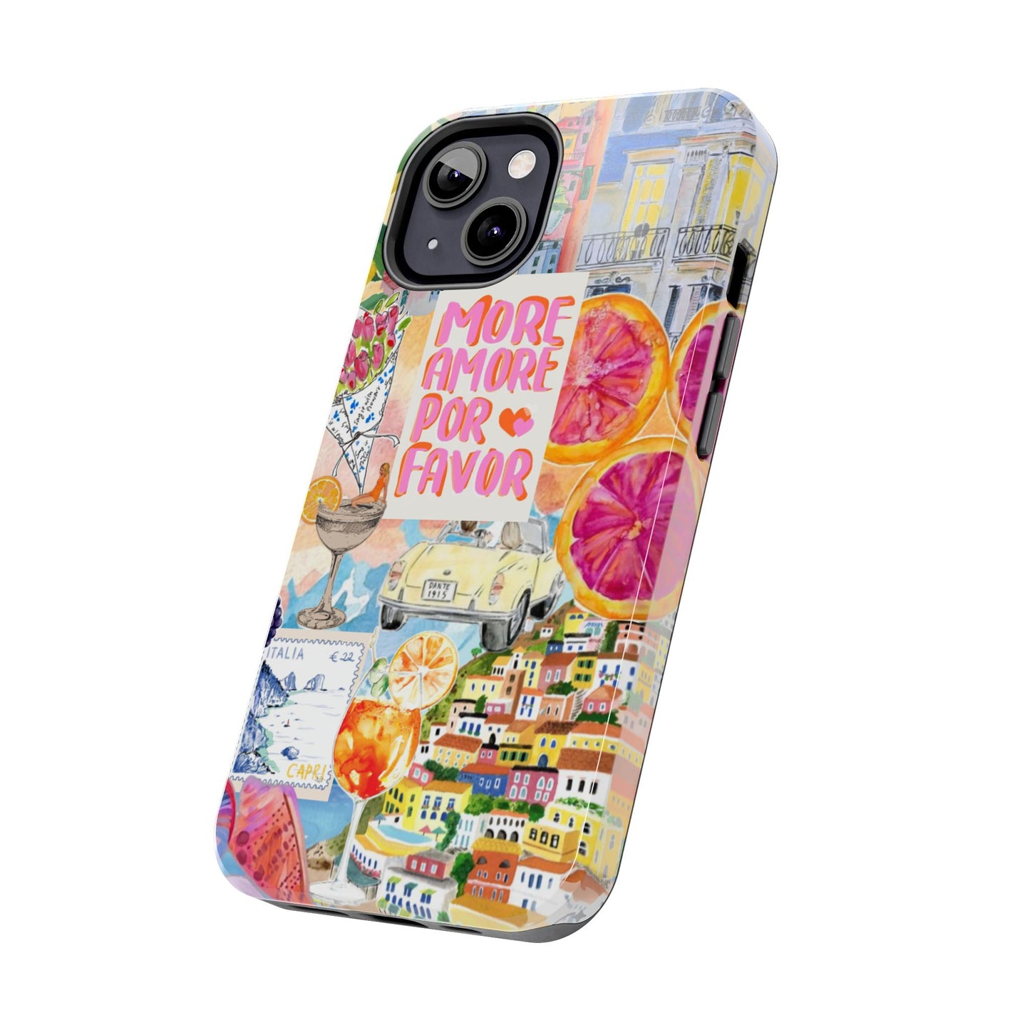 European Summers – Tough Phone Case  Tropical Watercolor Citrus & Seashell Design