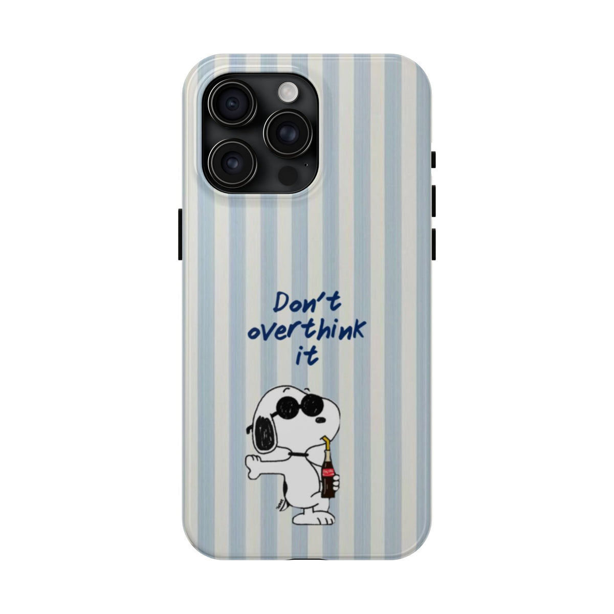 Snoopy "Don't Overthink It" Tough Phone Case — Striped Protective Cover