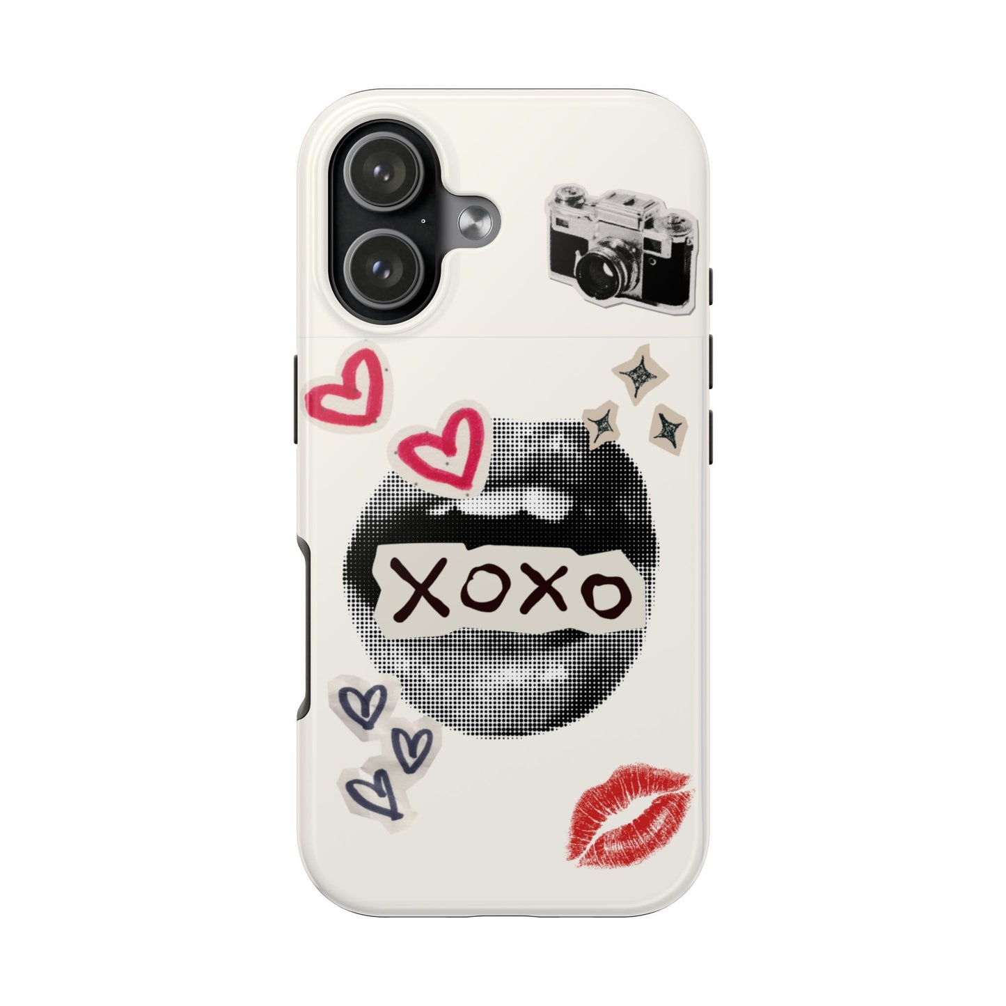 XOXO Lips Phone Case | Retro Pop Art Camera & Hearts