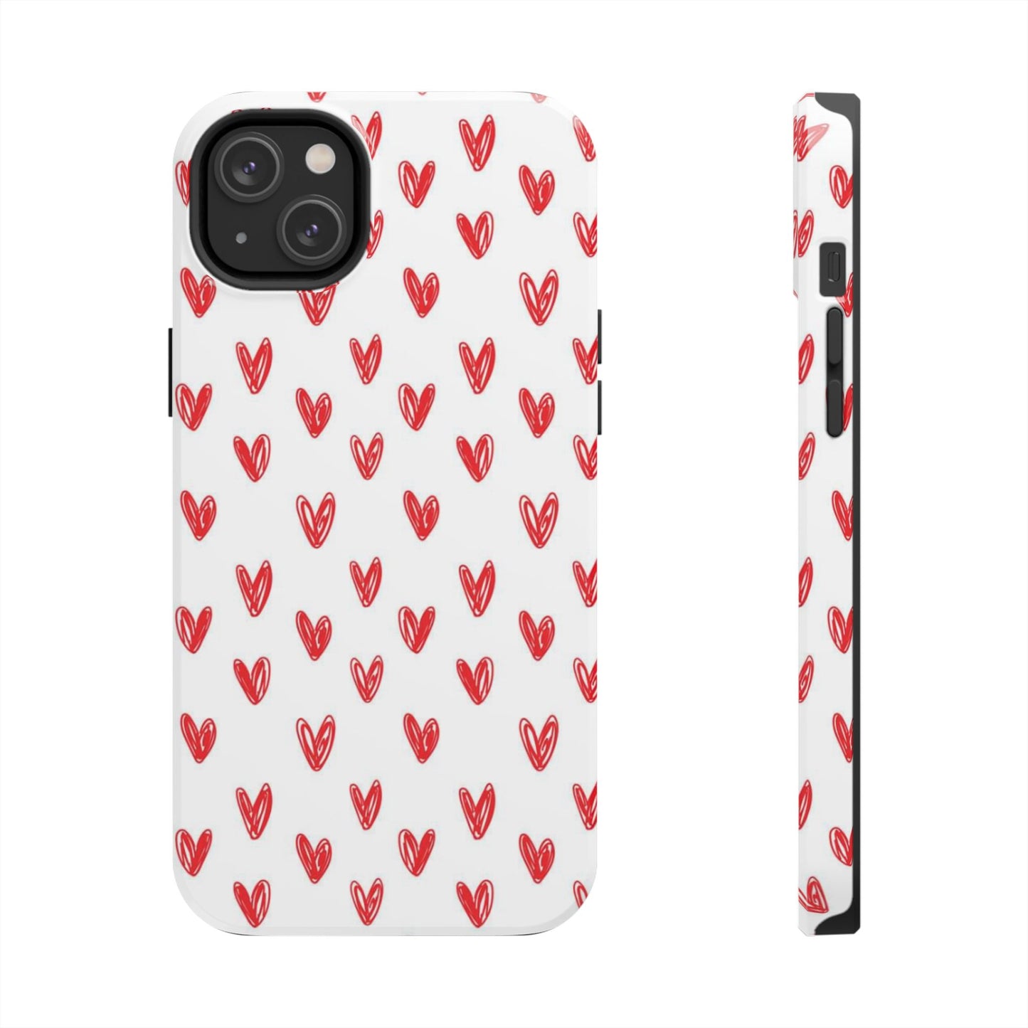 Love Notes | Red Hand-Drawn Hearts Phone Case Tough Phone Case