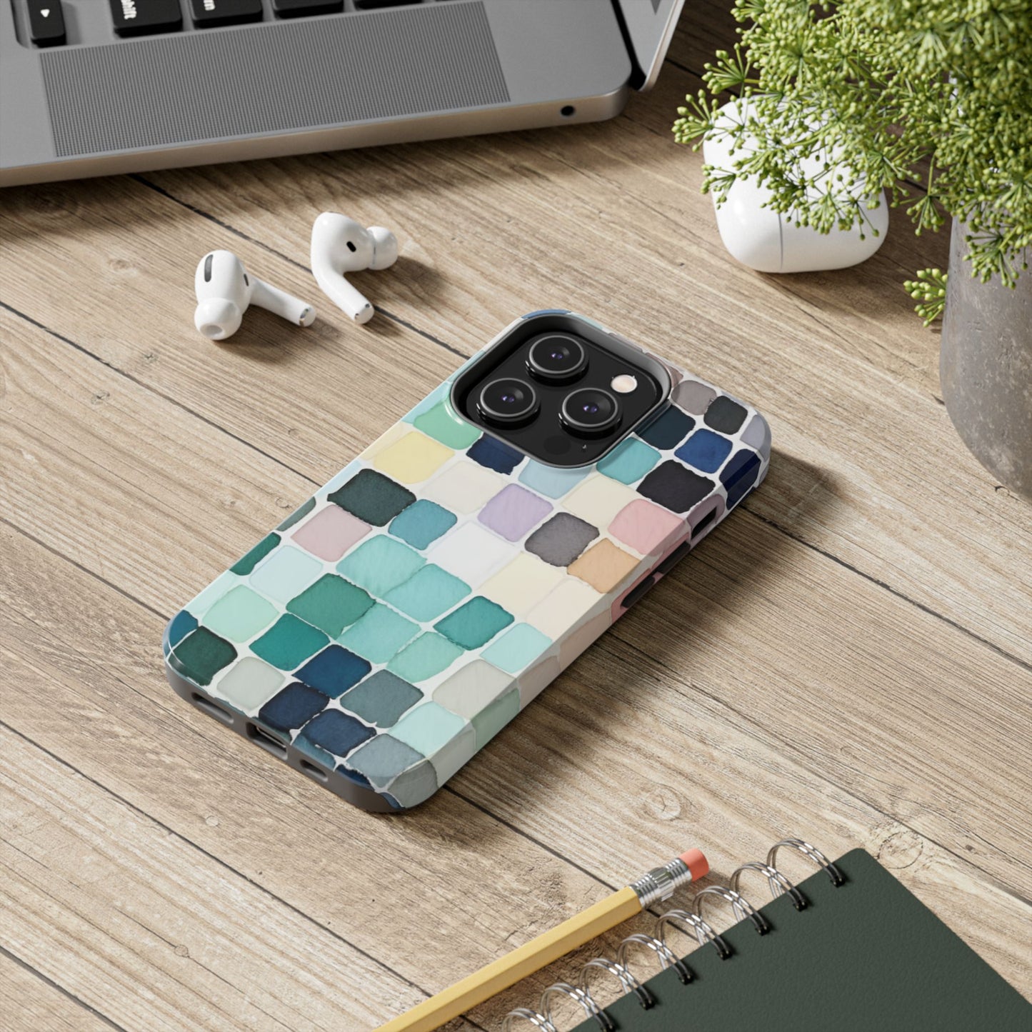 Watercolor —  Abstract Mosaic Tough Phone Case Pastel Tile Protective Cover
