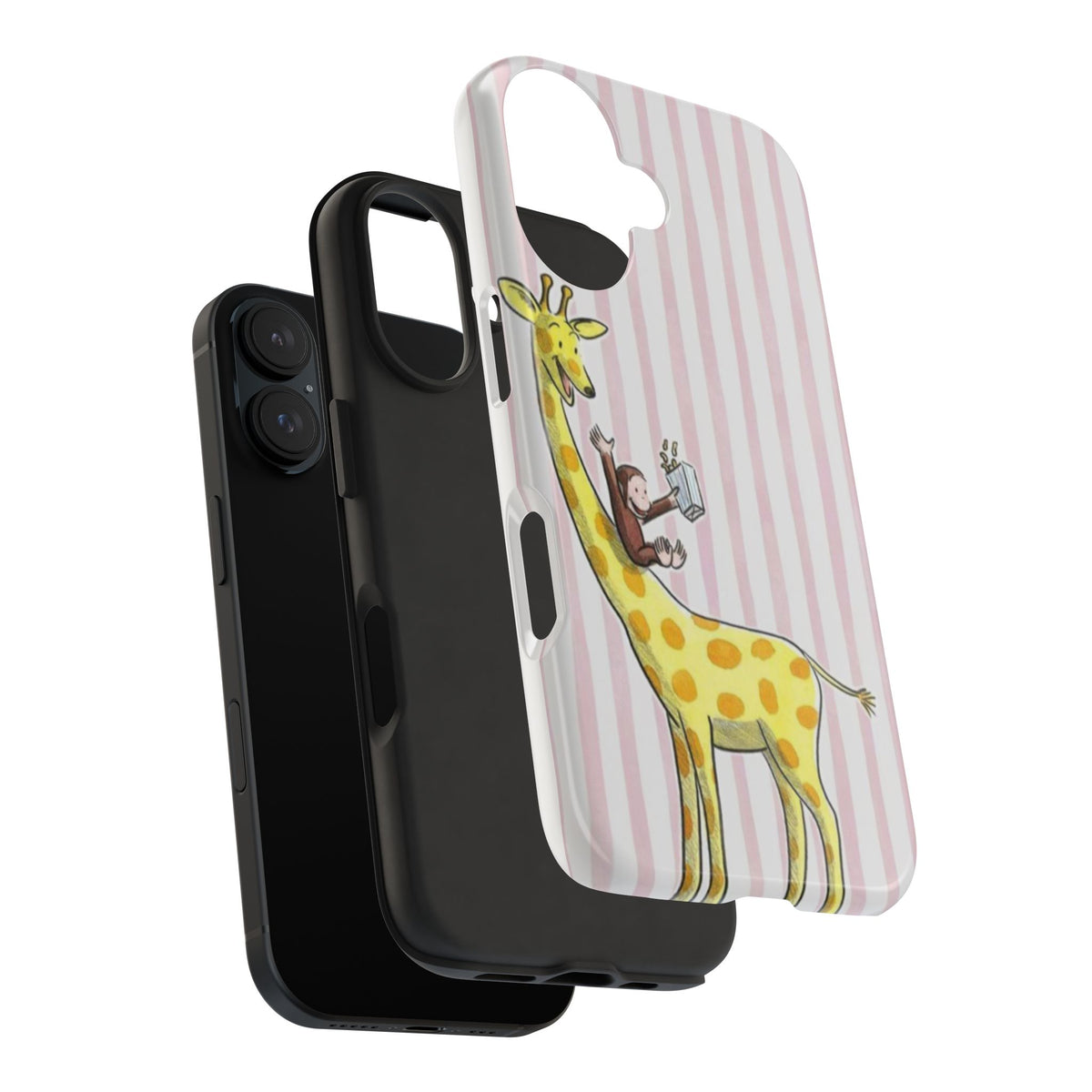 Curious George and Giraffe — Giraffe & Monkey Phone Case Cute Pink Striped Tough Case