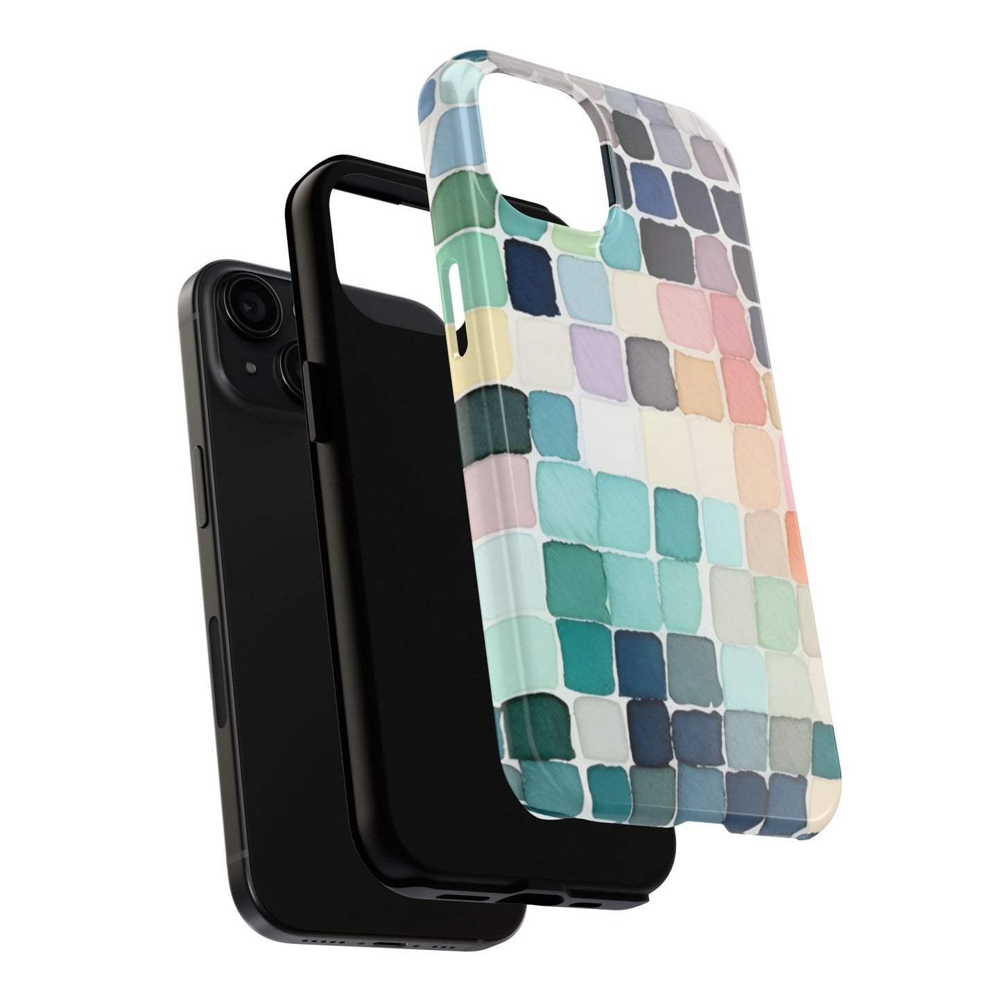 Watercolor —  Abstract Mosaic Tough Phone Case Pastel Tile Protective Cover