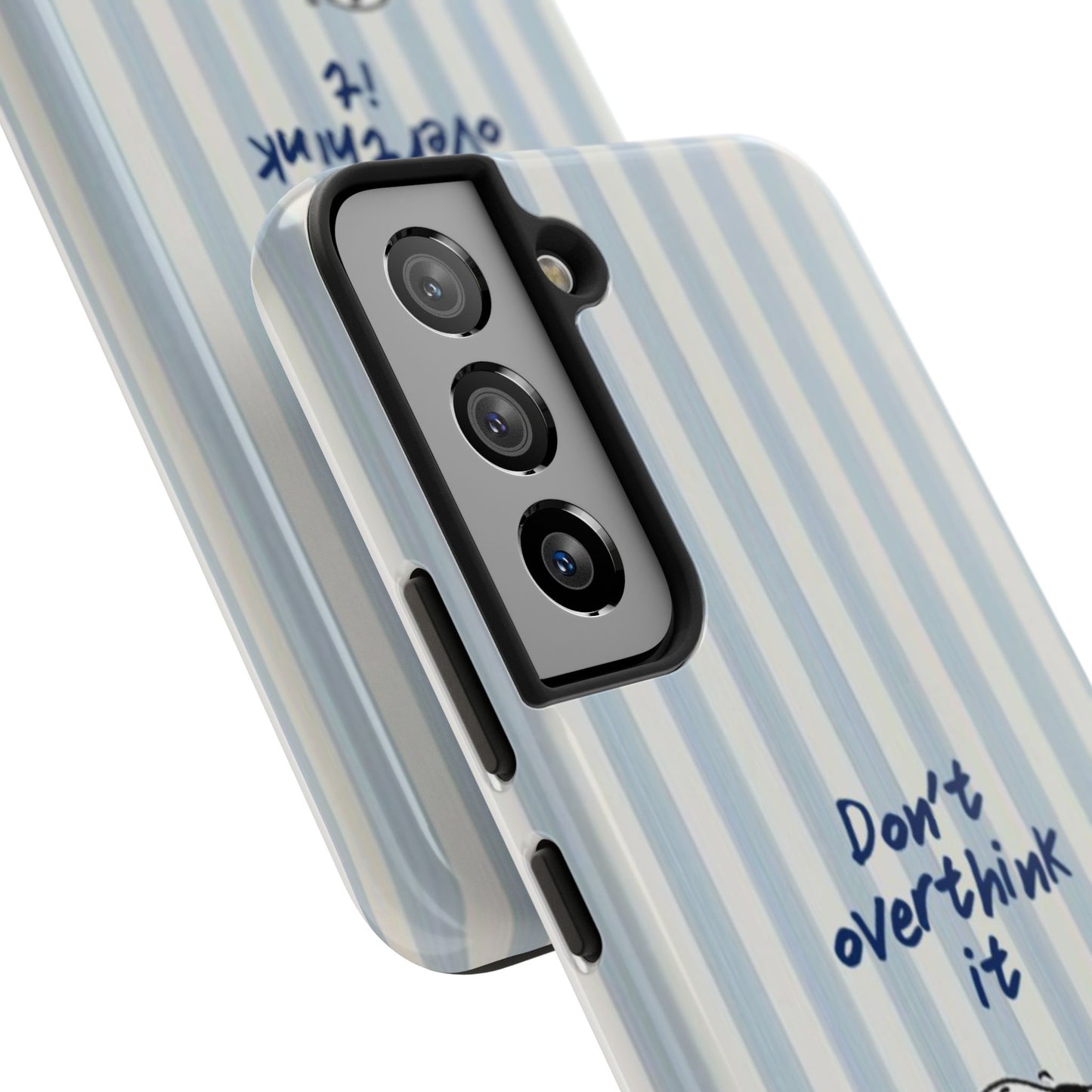 Snoopy "Don't Overthink It" Tough Phone Case — Striped Protective Cover