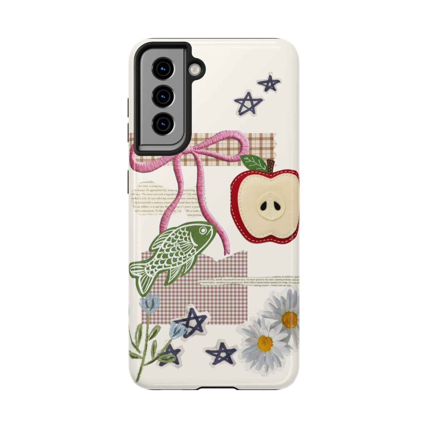 Spring Fling — Collage of Flowers Stars Fruit Fish Newspaper Cream Phone Case