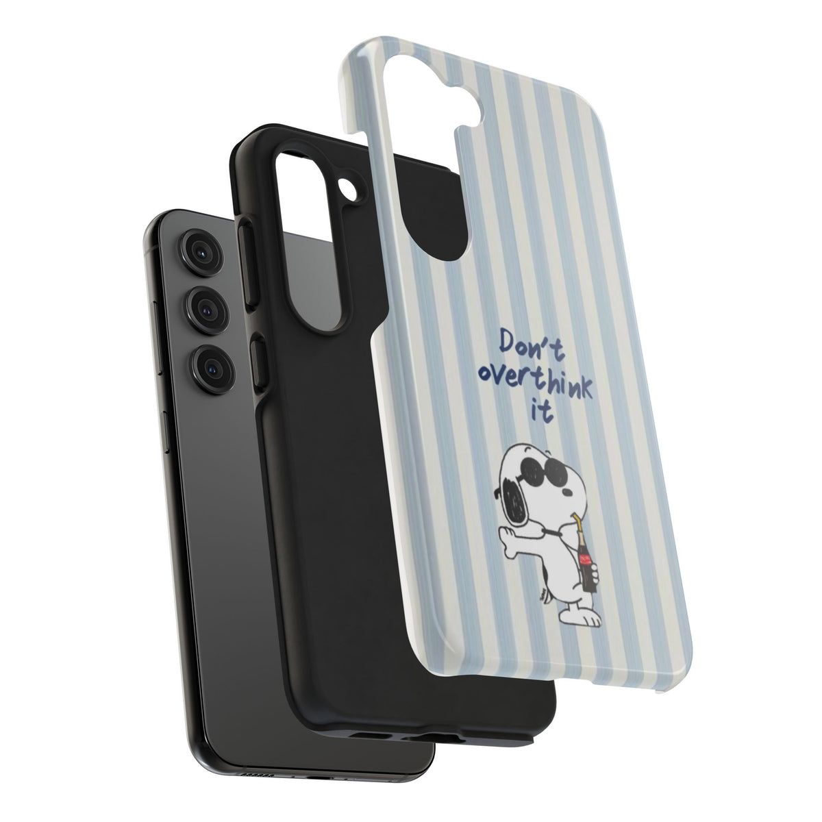 Snoopy "Don't Overthink It" Tough Phone Case — Striped Protective Cover