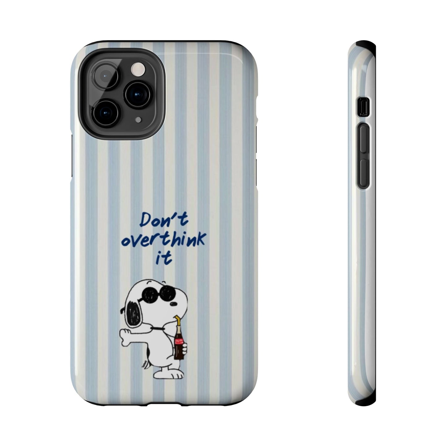 Snoopy "Don't Overthink It" Tough Phone Case — Striped Protective Cover