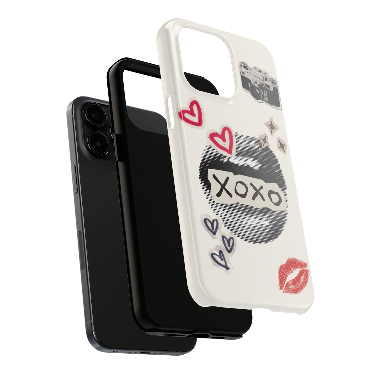 XOXO Lips Phone Case | Retro Pop Art Camera & Hearts