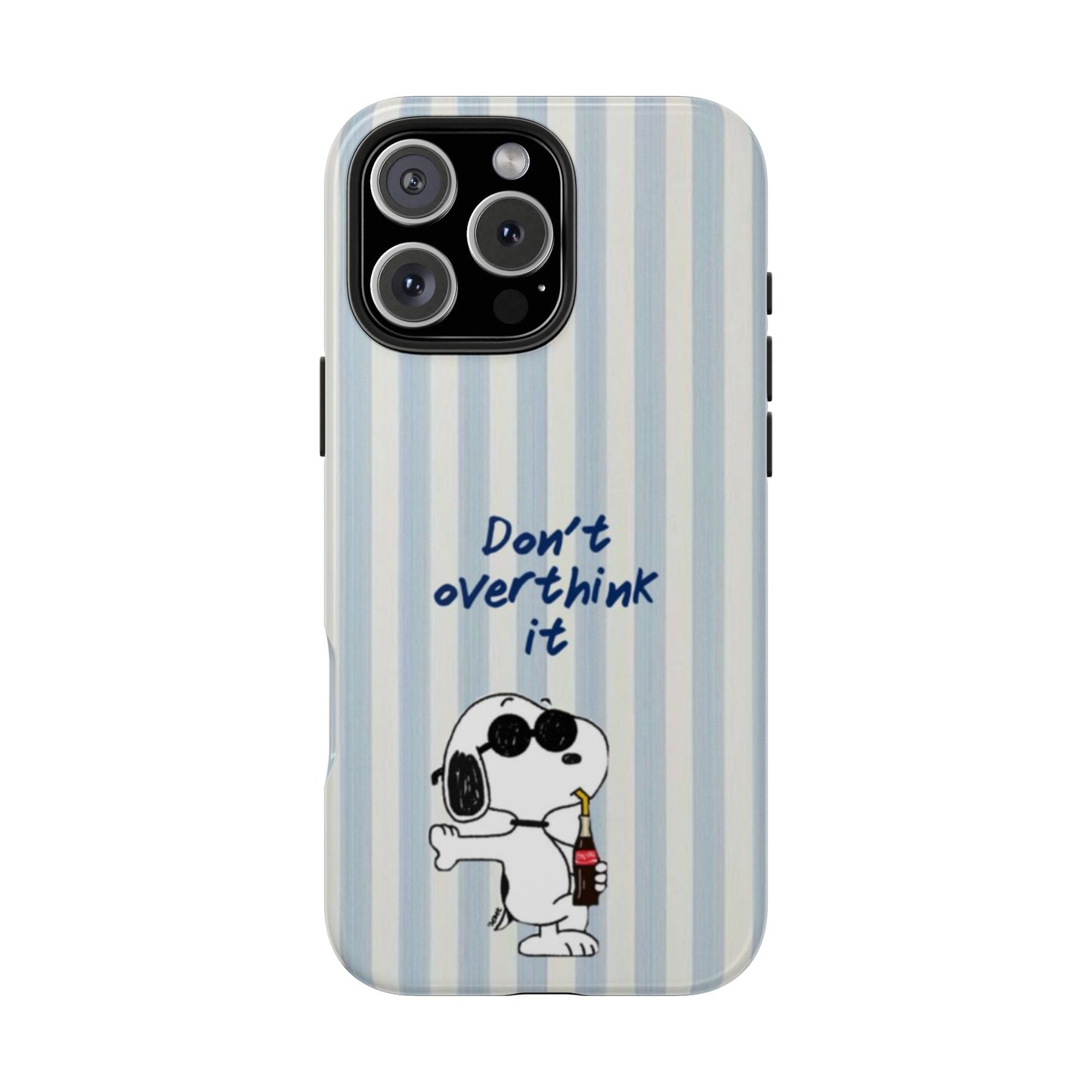 Snoopy "Don't Overthink It" Tough Phone Case — Striped Protective Cover