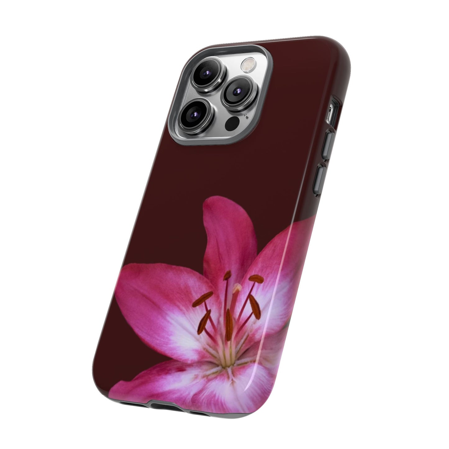 Burgundy Lily Floral – Phone Case Tough Case