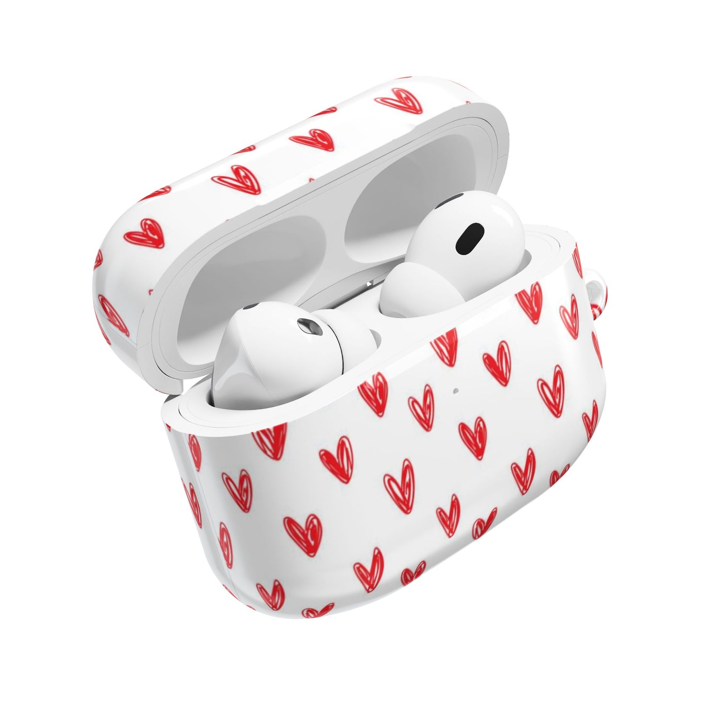 Handdrawn Red Hearts AirPod Case | Cute Heart Pattern AirPods Cover