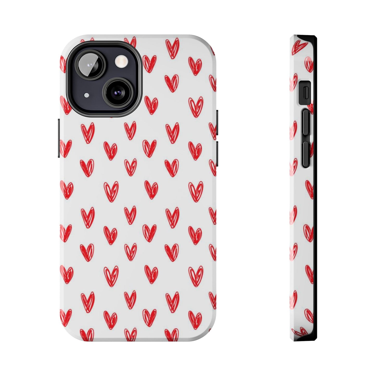 Love Notes | Red Hand-Drawn Hearts Phone Case Tough Phone Case