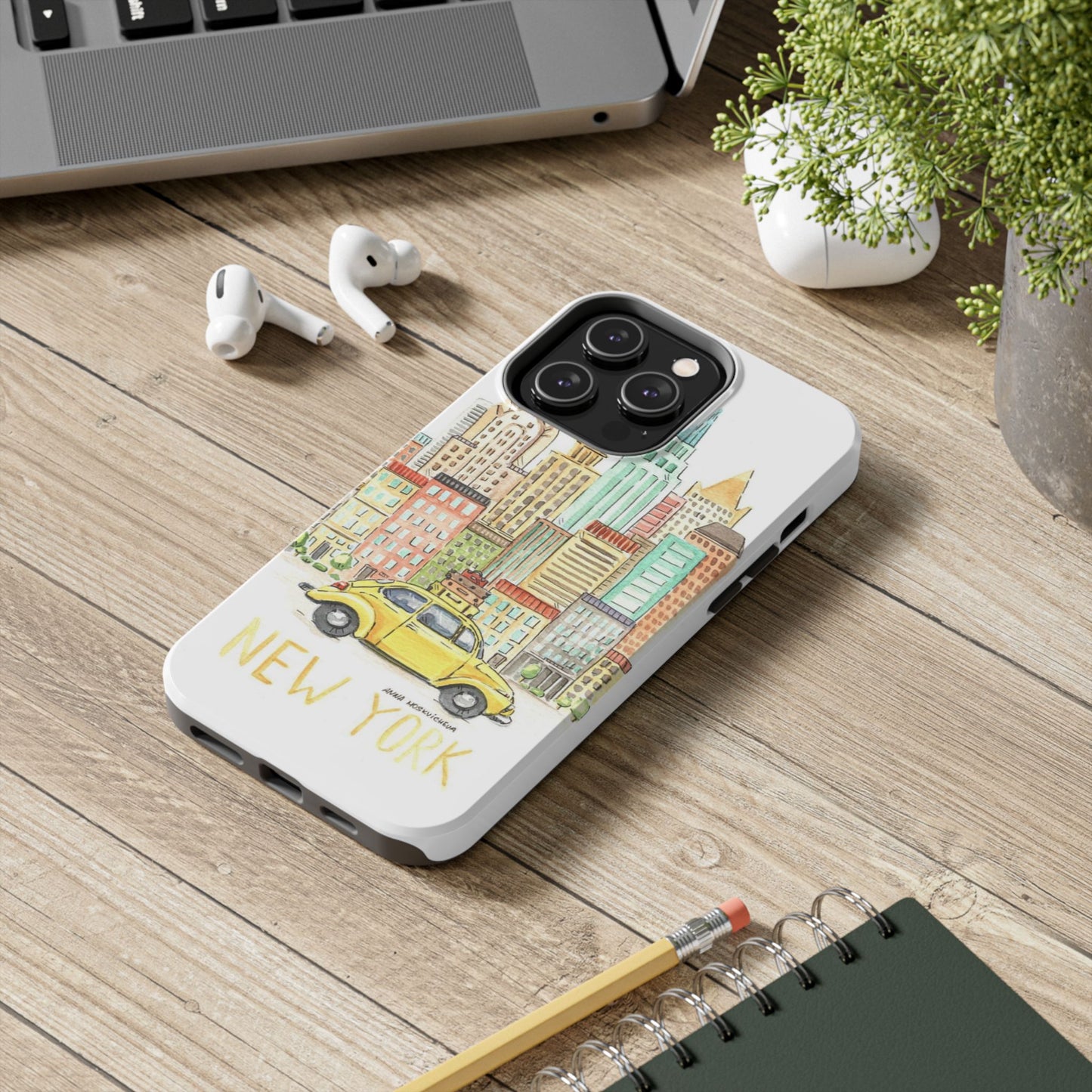 New York – New York Watercolor Skyline Tough Phone Case