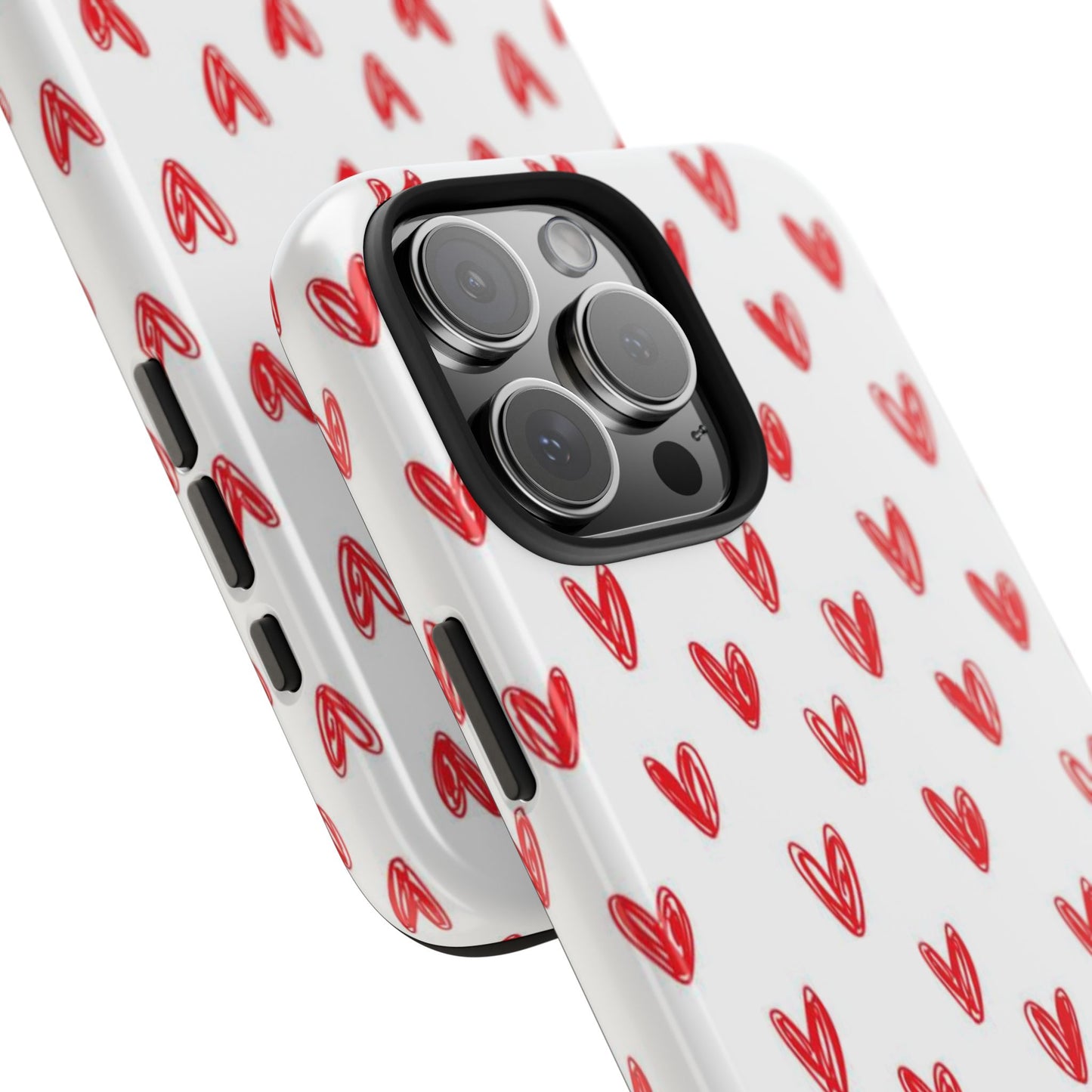Love Notes | Red Hand-Drawn Hearts Phone Case Tough Phone Case