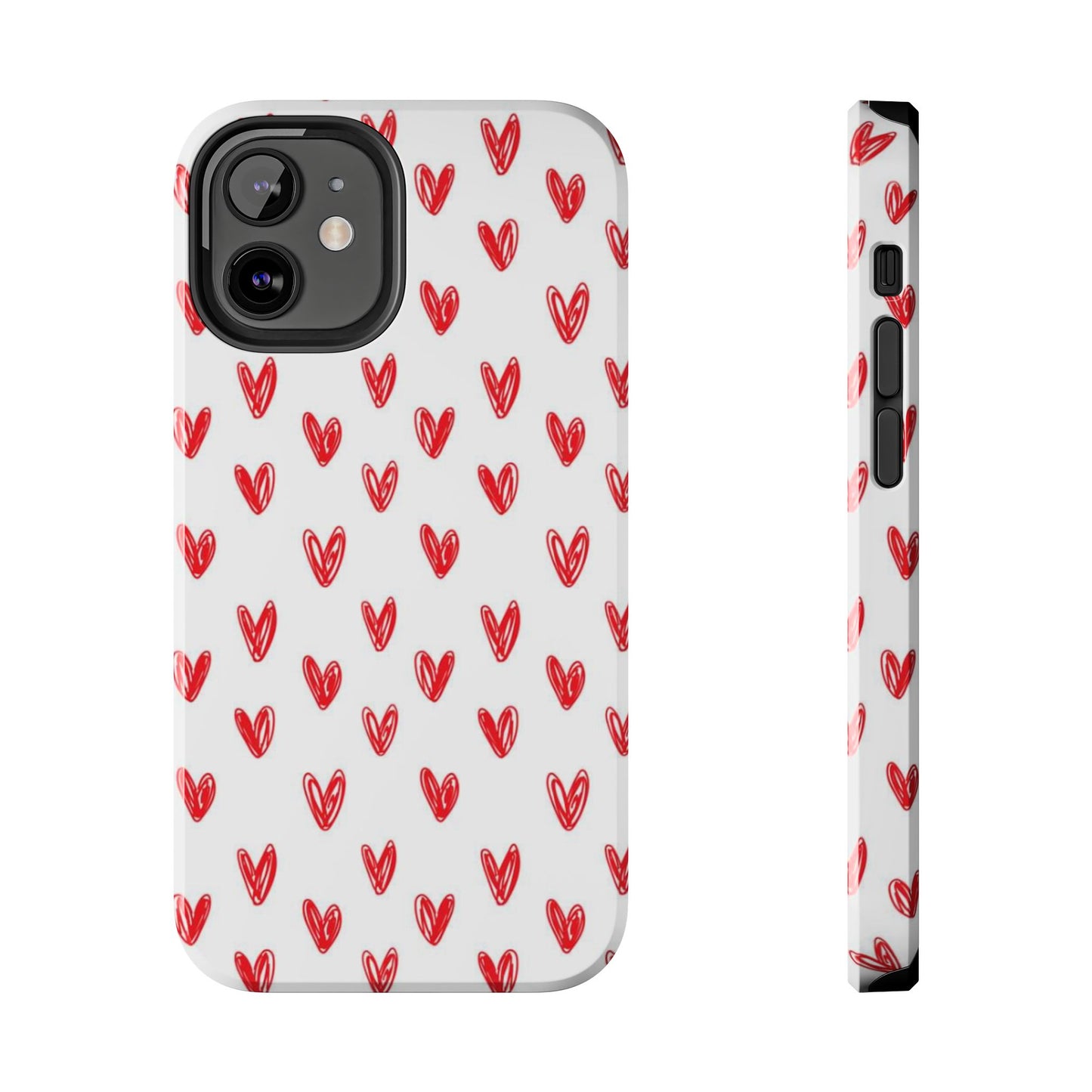 Love Notes | Red Hand-Drawn Hearts Phone Case Tough Phone Case
