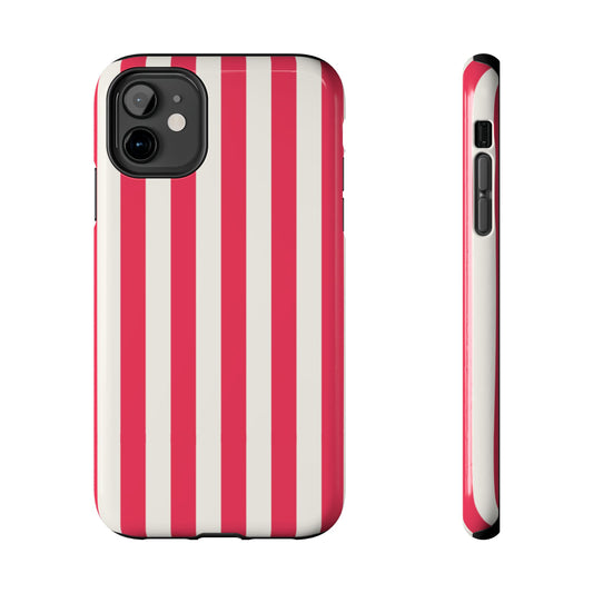 Red Strips — Red & White Vertical Stripe Tough Phone Case
