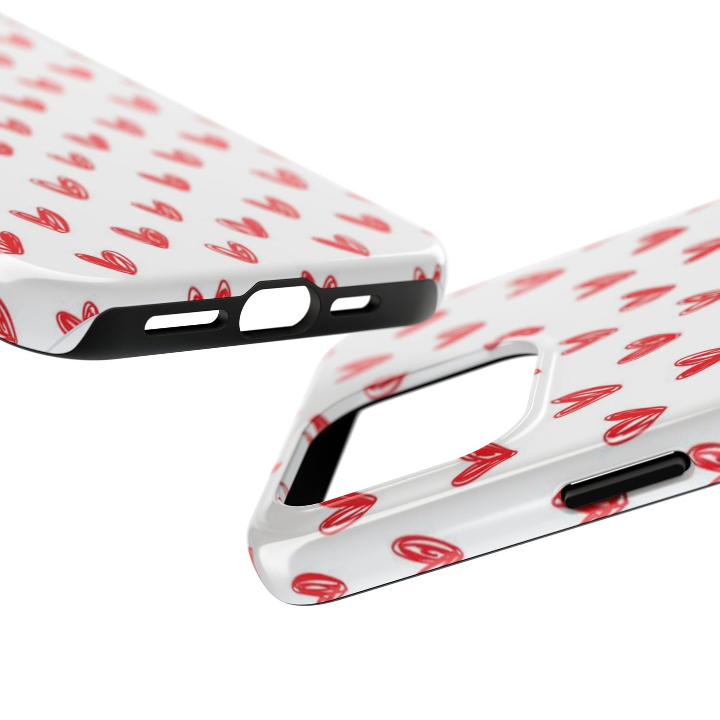 Love Notes | Red Hand-Drawn Hearts Phone Case Tough Phone Case