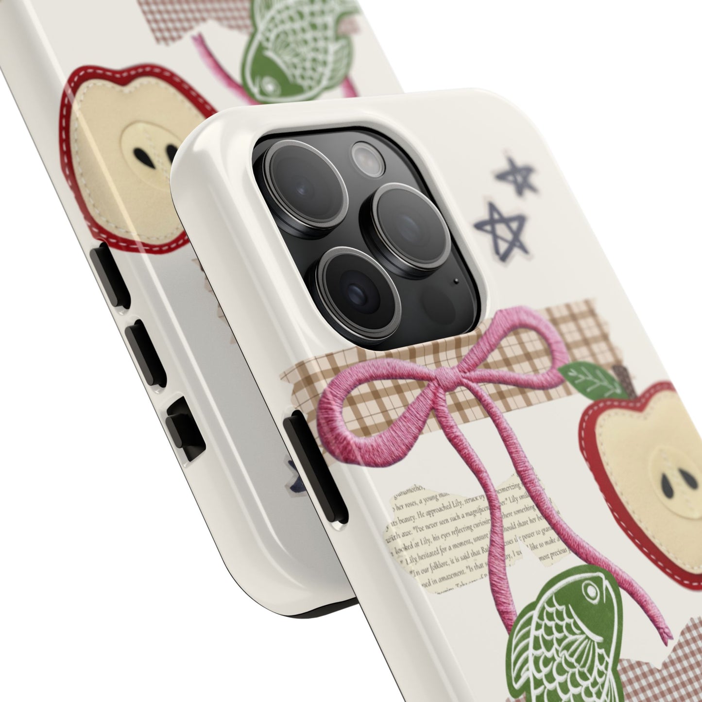 Spring Fling — Collage of Flowers Stars Fruit Fish Newspaper Cream Phone Case