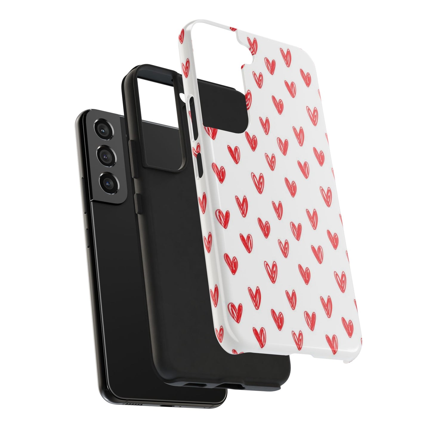 Love Notes | Red Hand-Drawn Hearts Phone Case Tough Phone Case