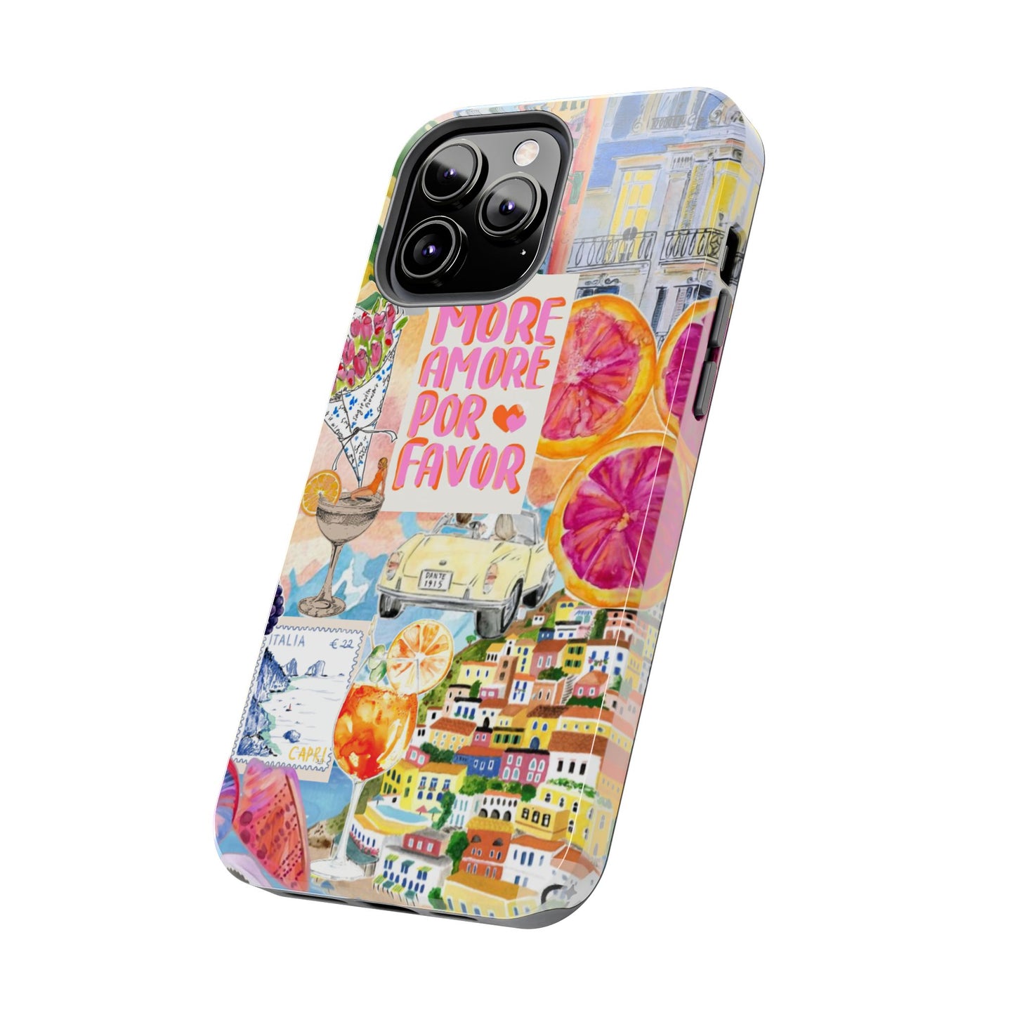 European Summers – Tough Phone Case  Tropical Watercolor Citrus & Seashell Design