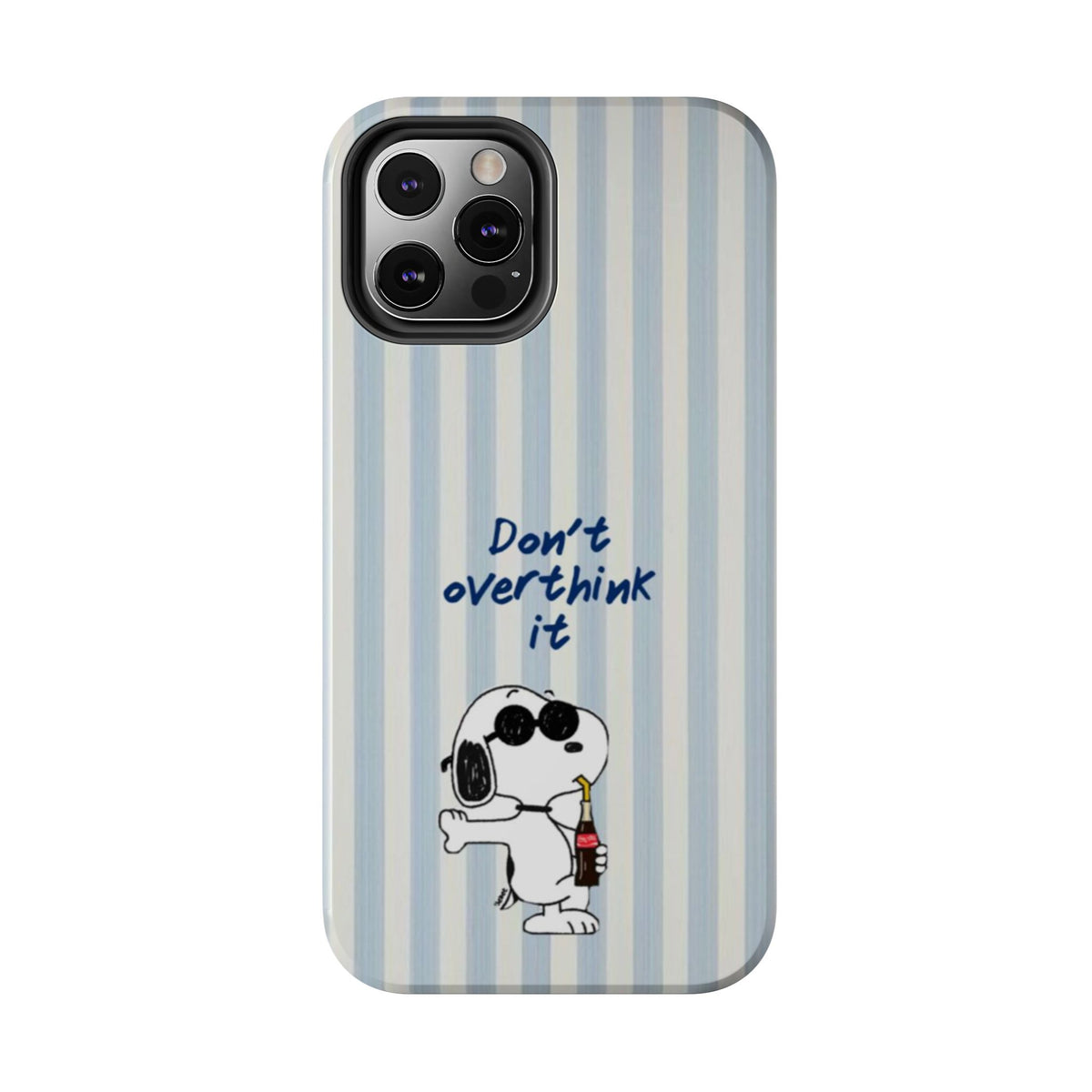 Snoopy "Don't Overthink It" Tough Phone Case — Striped Protective Cover