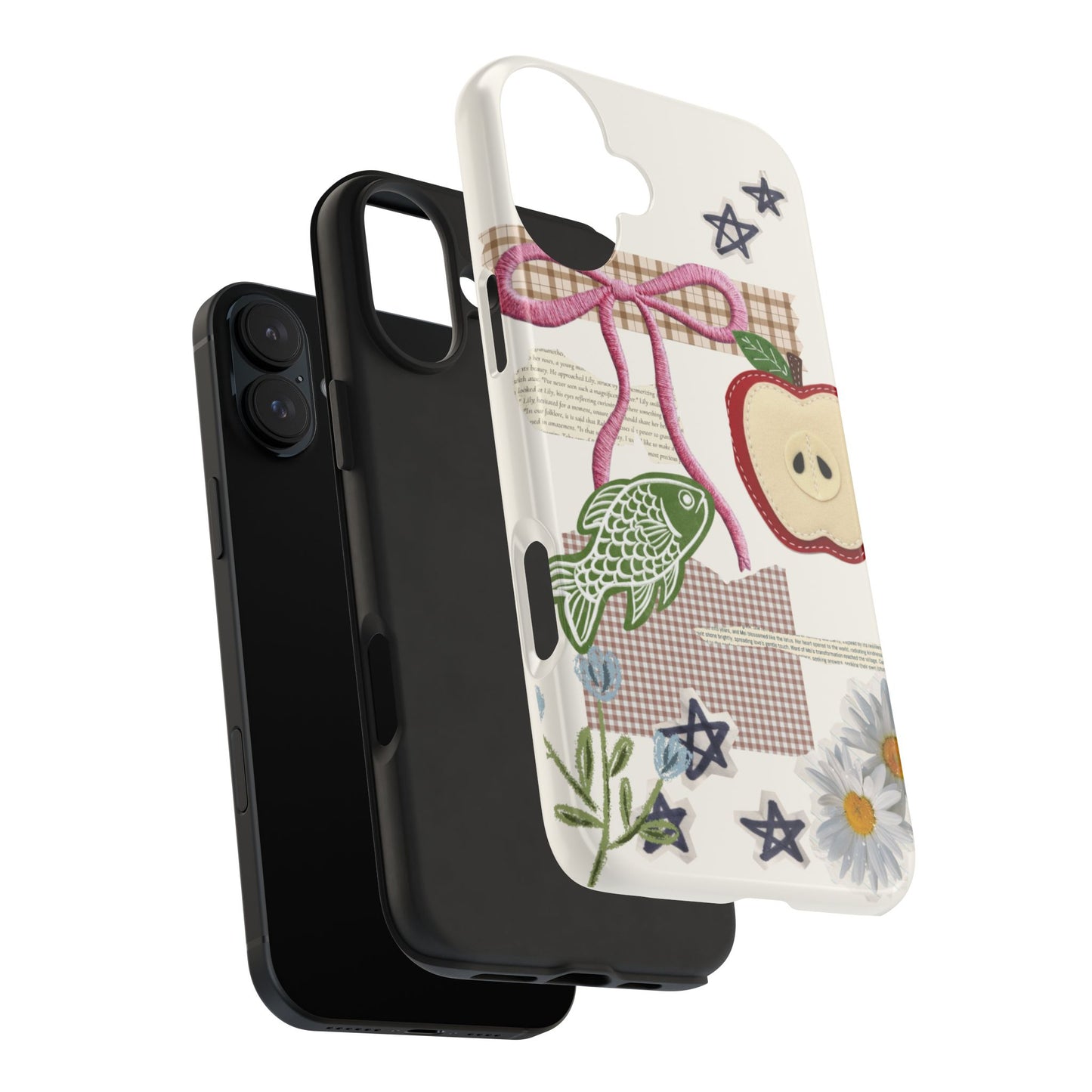 Spring Fling — Collage of Flowers Stars Fruit Fish Newspaper Cream Phone Case