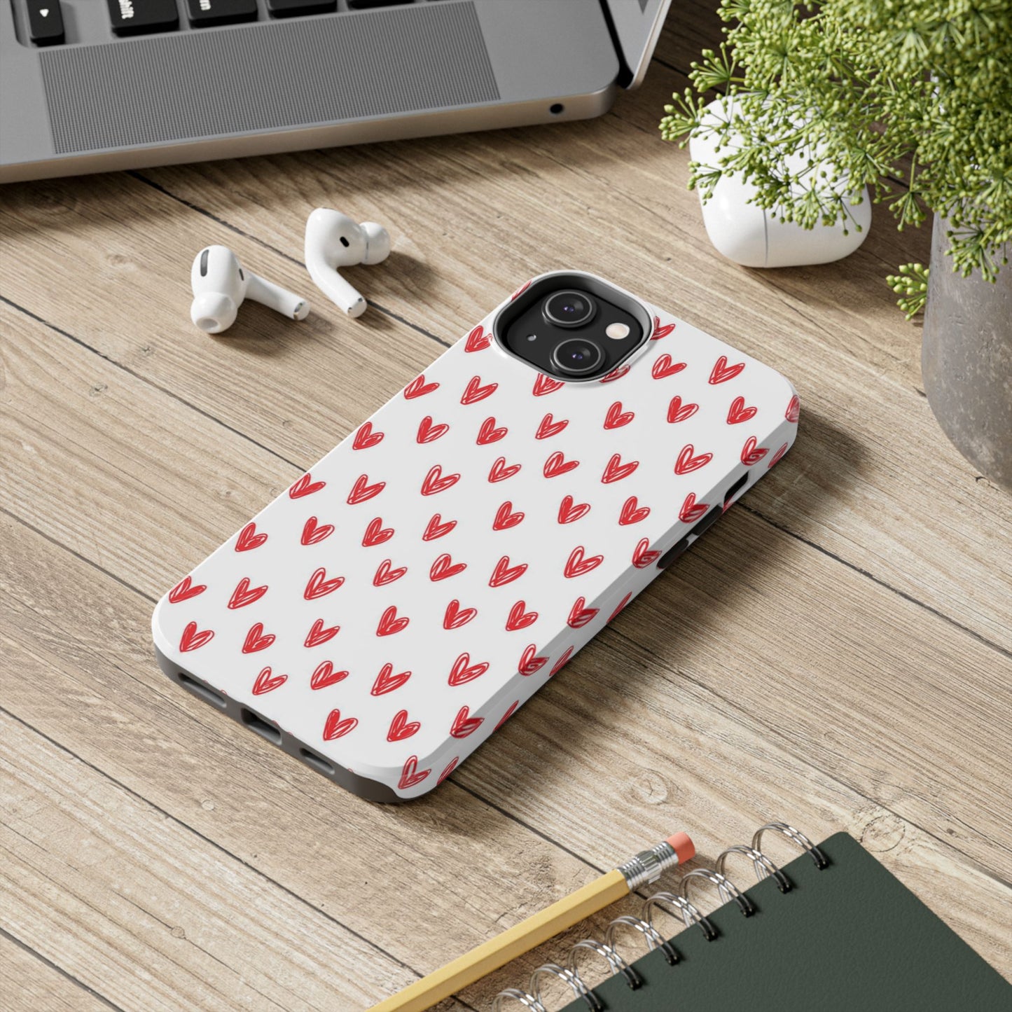 Love Notes | Red Hand-Drawn Hearts Phone Case Tough Phone Case