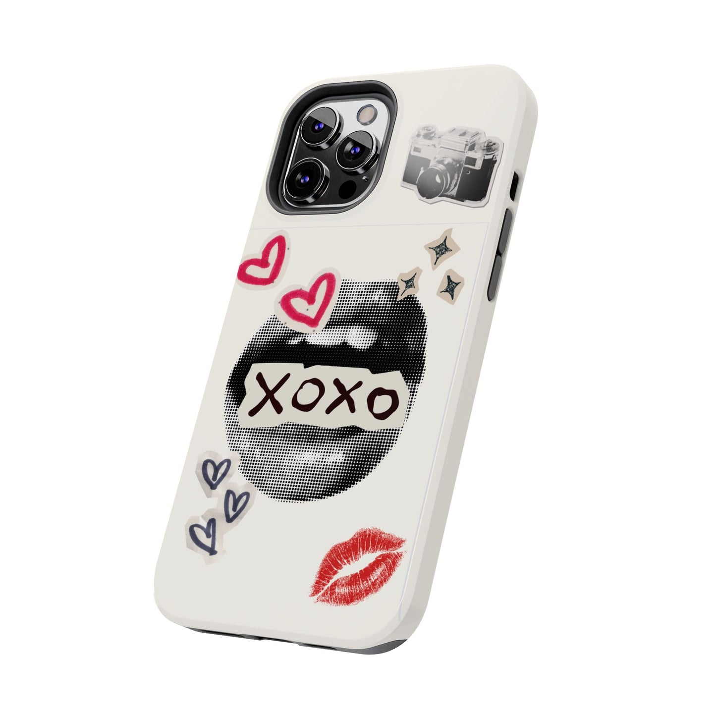 XOXO Lips Phone Case | Retro Pop Art Camera & Hearts