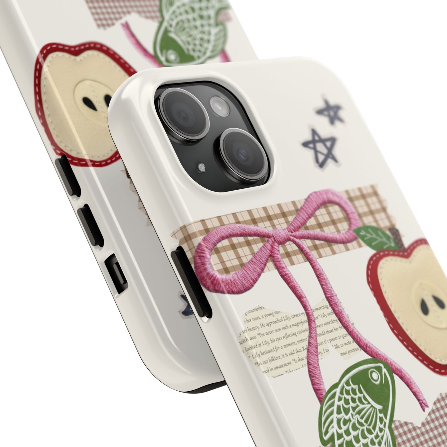 Spring Fling — Collage of Flowers Stars Fruit Fish Newspaper Cream Phone Case