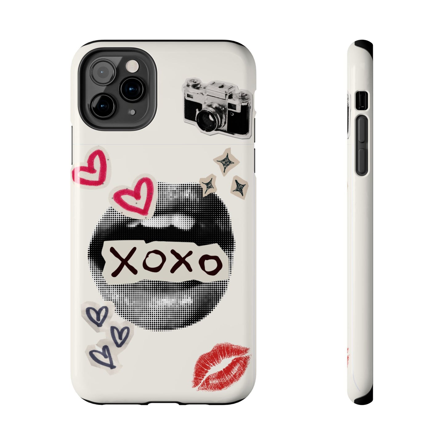 XOXO Lips Phone Case | Retro Pop Art Camera & Hearts