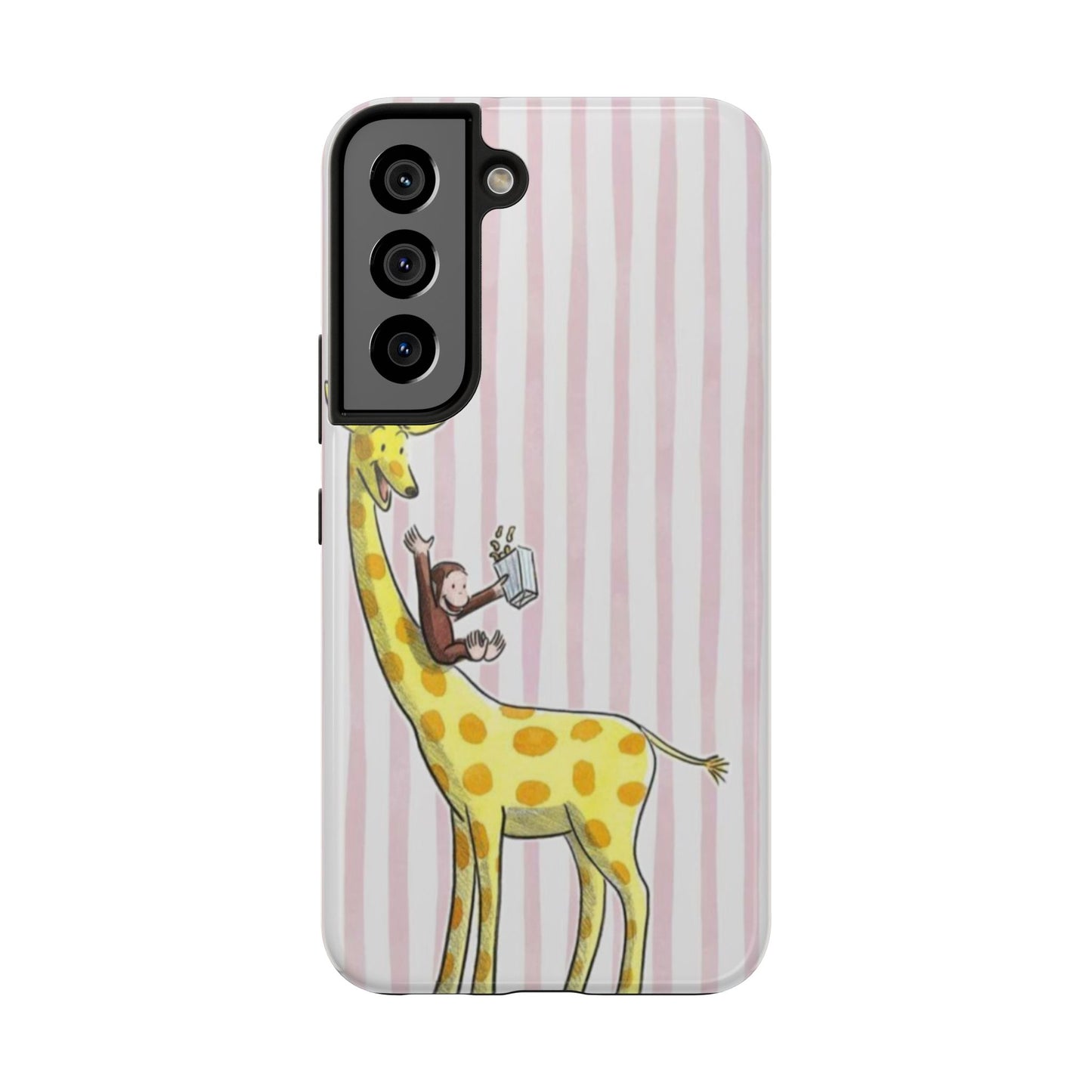 Curious George and Giraffe — Giraffe & Monkey Phone Case Cute Pink Striped Tough Case
