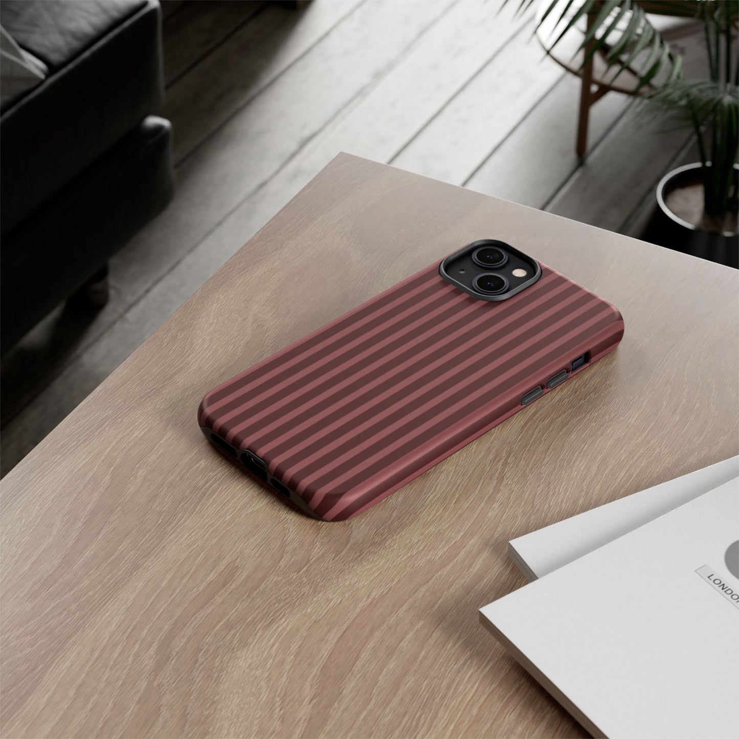 Striped Double Burgundy  — Tough Phone Case