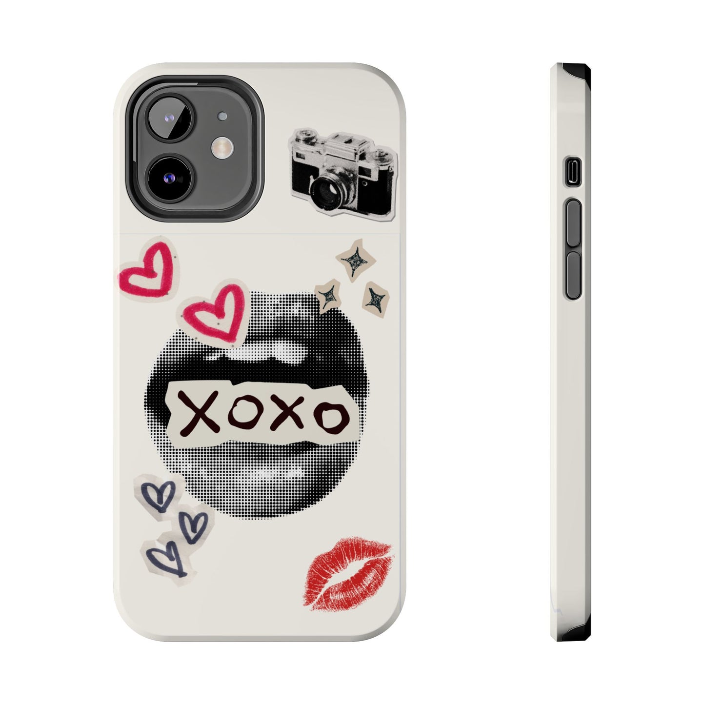 XOXO Lips Phone Case | Retro Pop Art Camera & Hearts