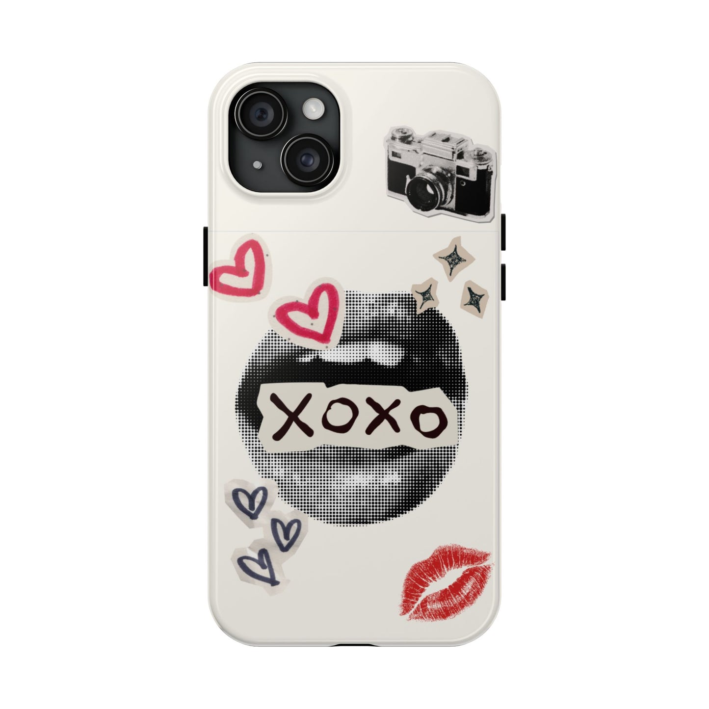 XOXO Lips Phone Case | Retro Pop Art Camera & Hearts