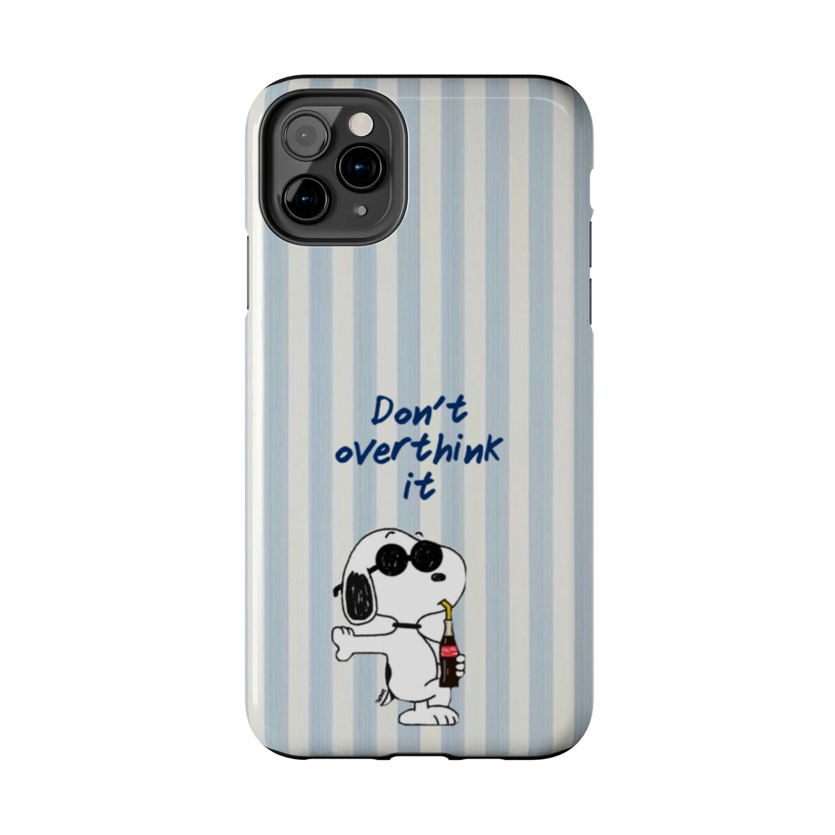 Snoopy "Don't Overthink It" Tough Phone Case — Striped Protective Cover