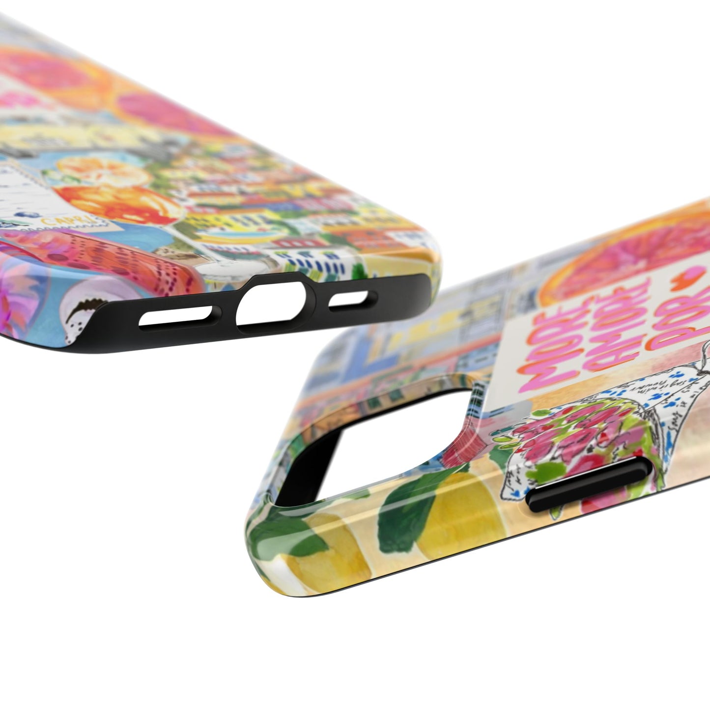 European Summers – Tough Phone Case  Tropical Watercolor Citrus & Seashell Design