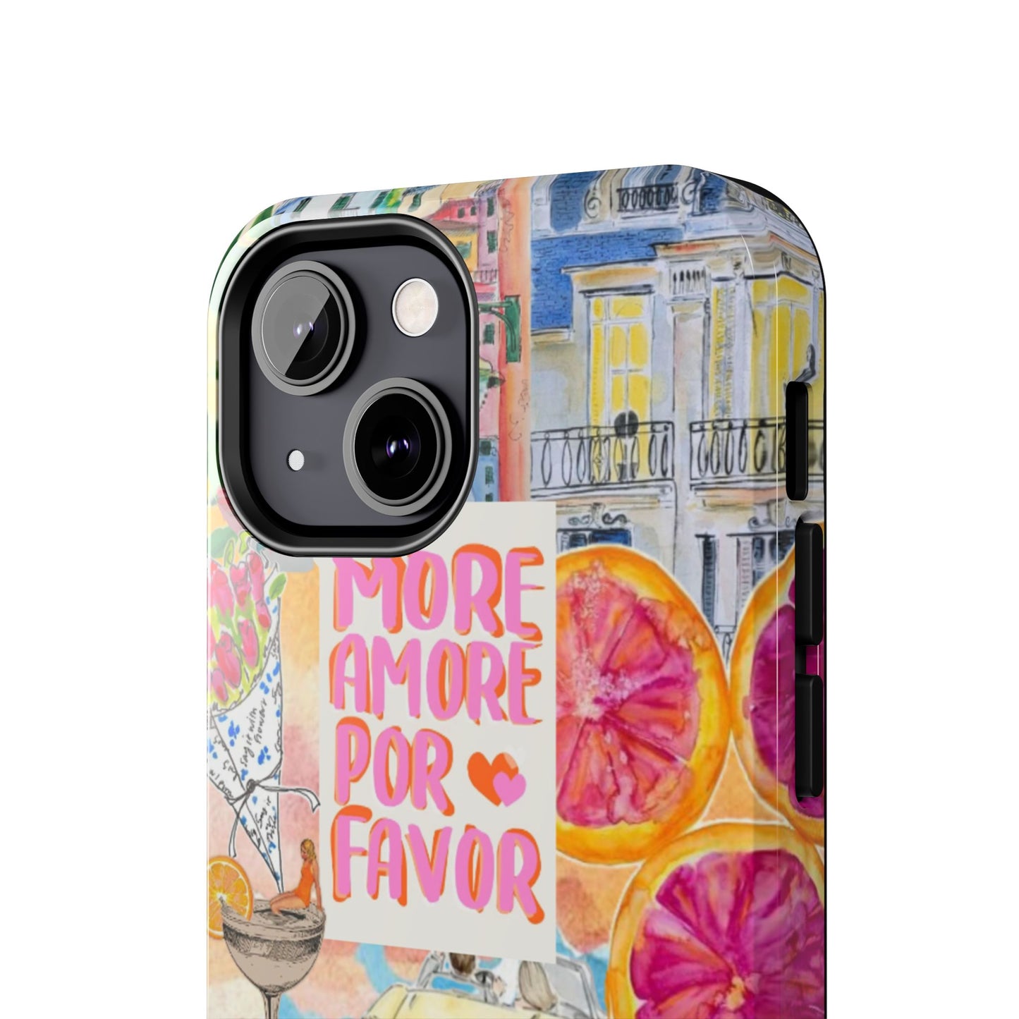 European Summers – Tough Phone Case  Tropical Watercolor Citrus & Seashell Design