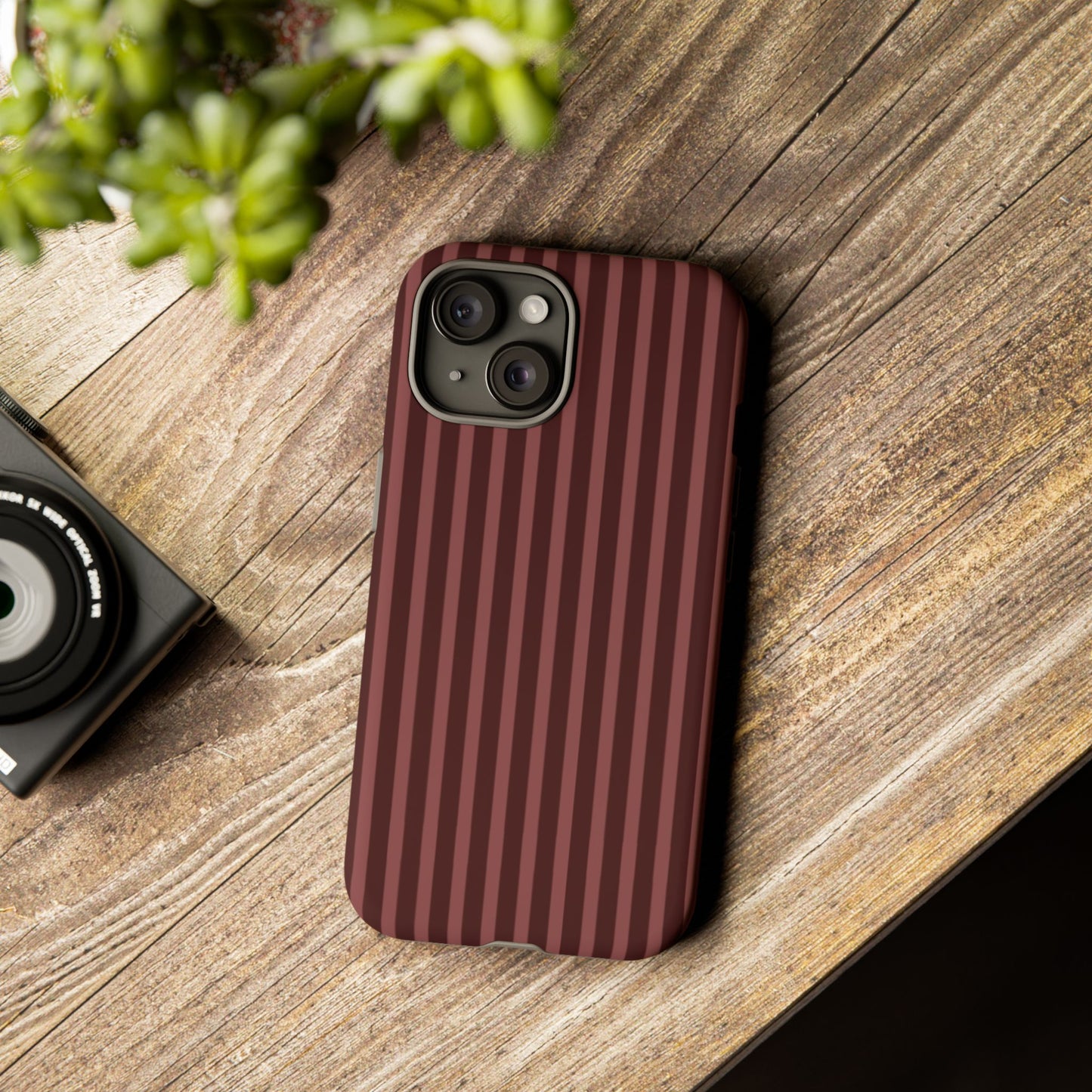Striped Double Burgundy  — Tough Phone Case