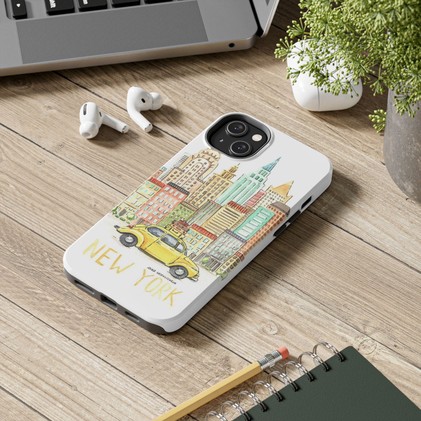 New York – New York Watercolor Skyline Tough Phone Case