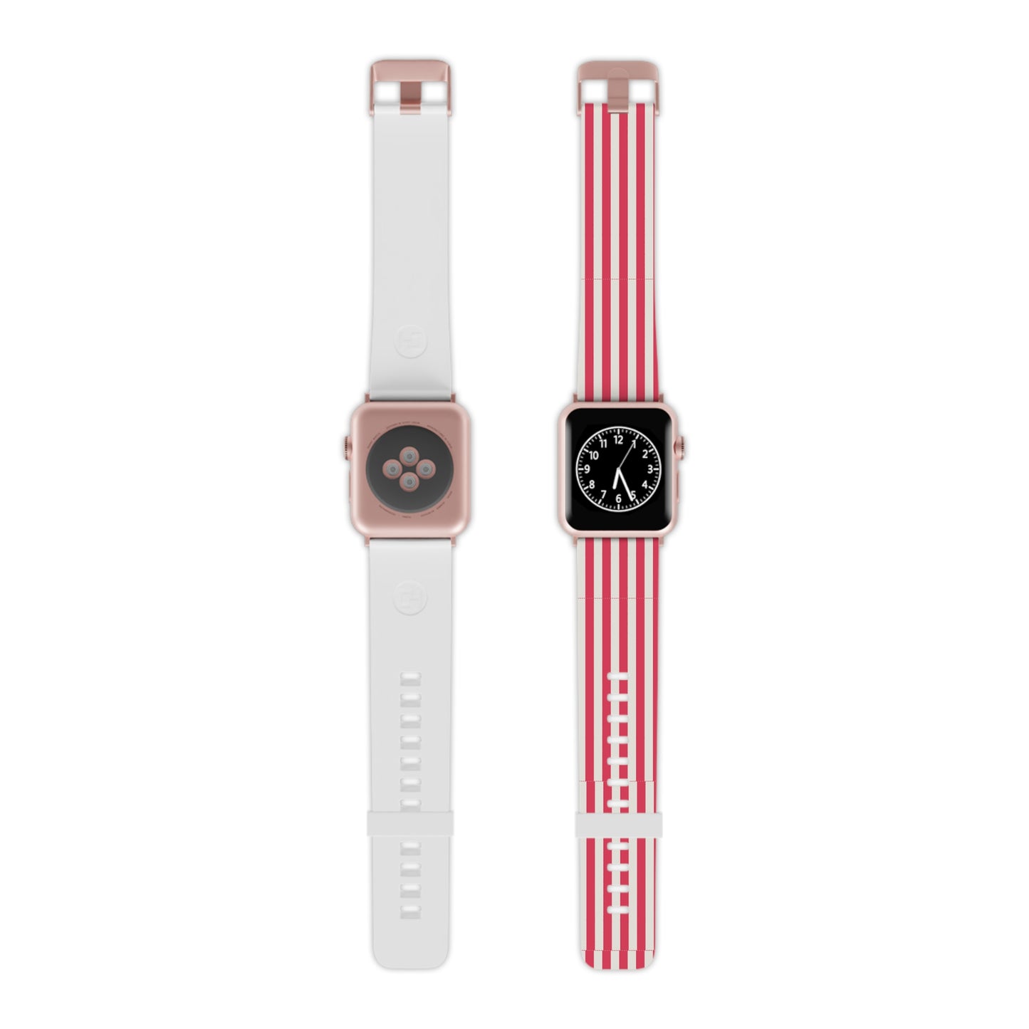 Striped Red & White Apple Watch Band —