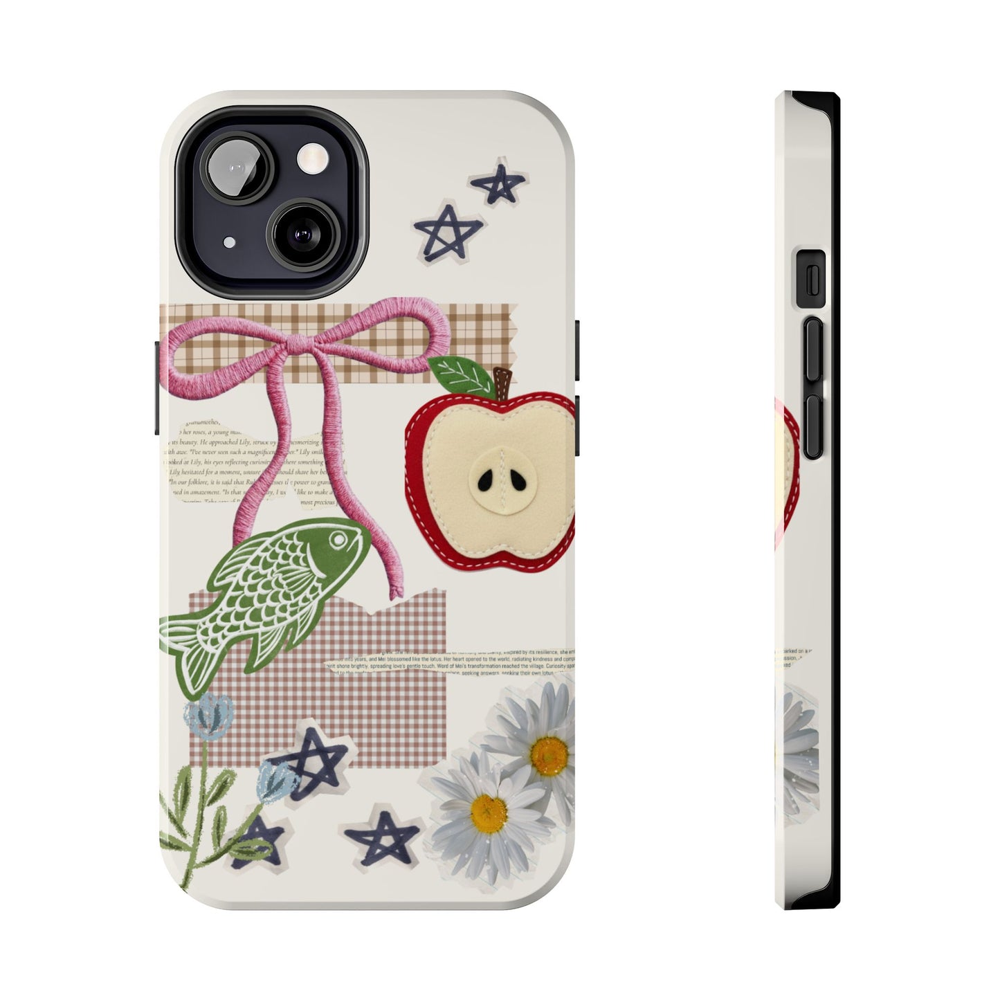 Spring Fling — Collage of Flowers Stars Fruit Fish Newspaper Cream Phone Case