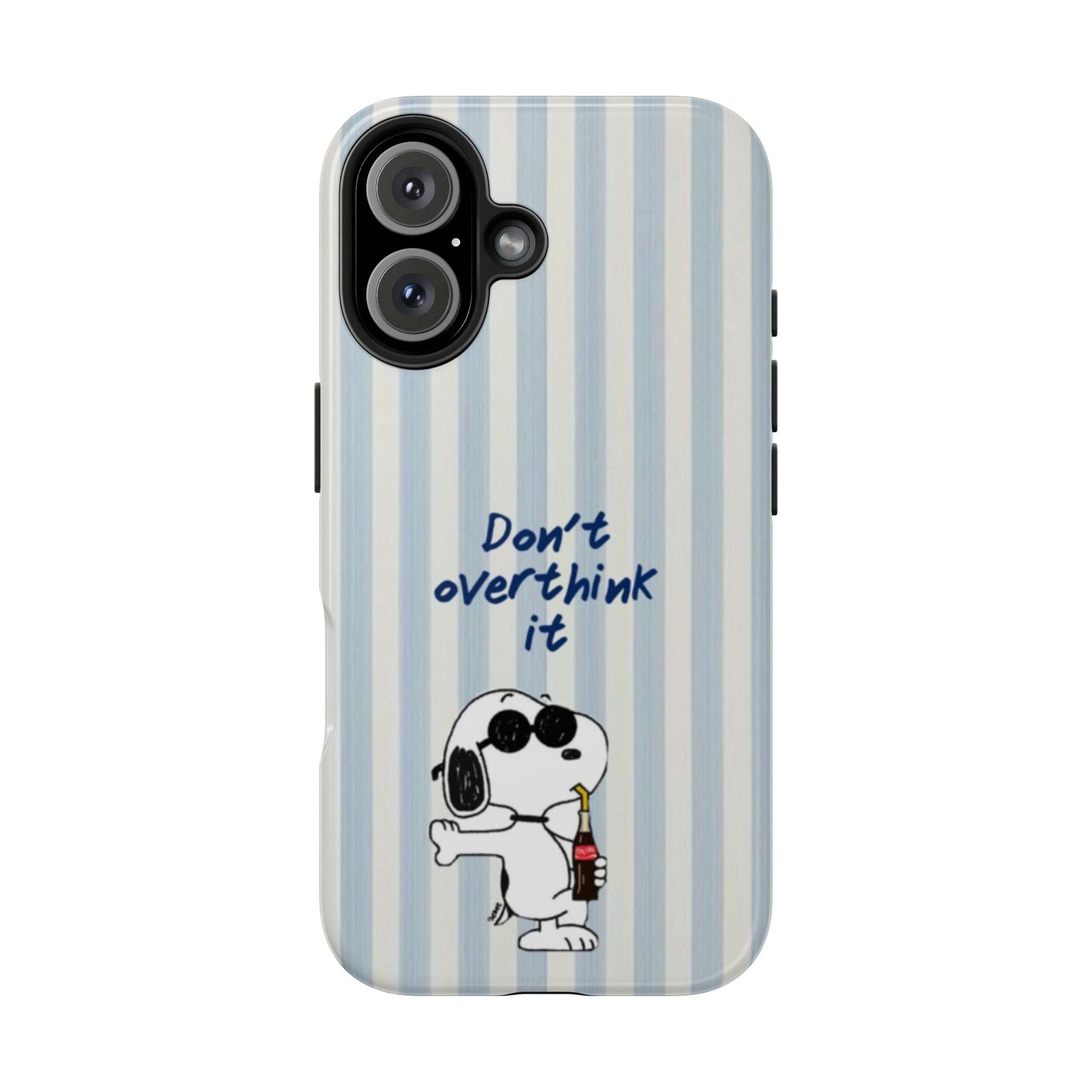 Snoopy "Don't Overthink It" Tough Phone Case — Striped Protective Cover