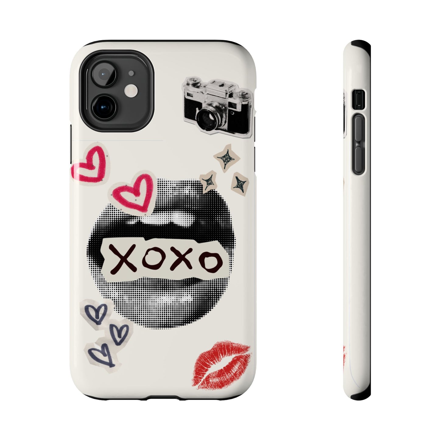 XOXO Lips Phone Case | Retro Pop Art Camera & Hearts