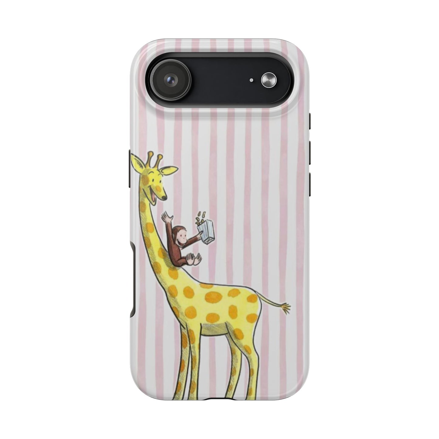 Curious George and Giraffe — Giraffe & Monkey Phone Case Cute Pink Striped Tough Case