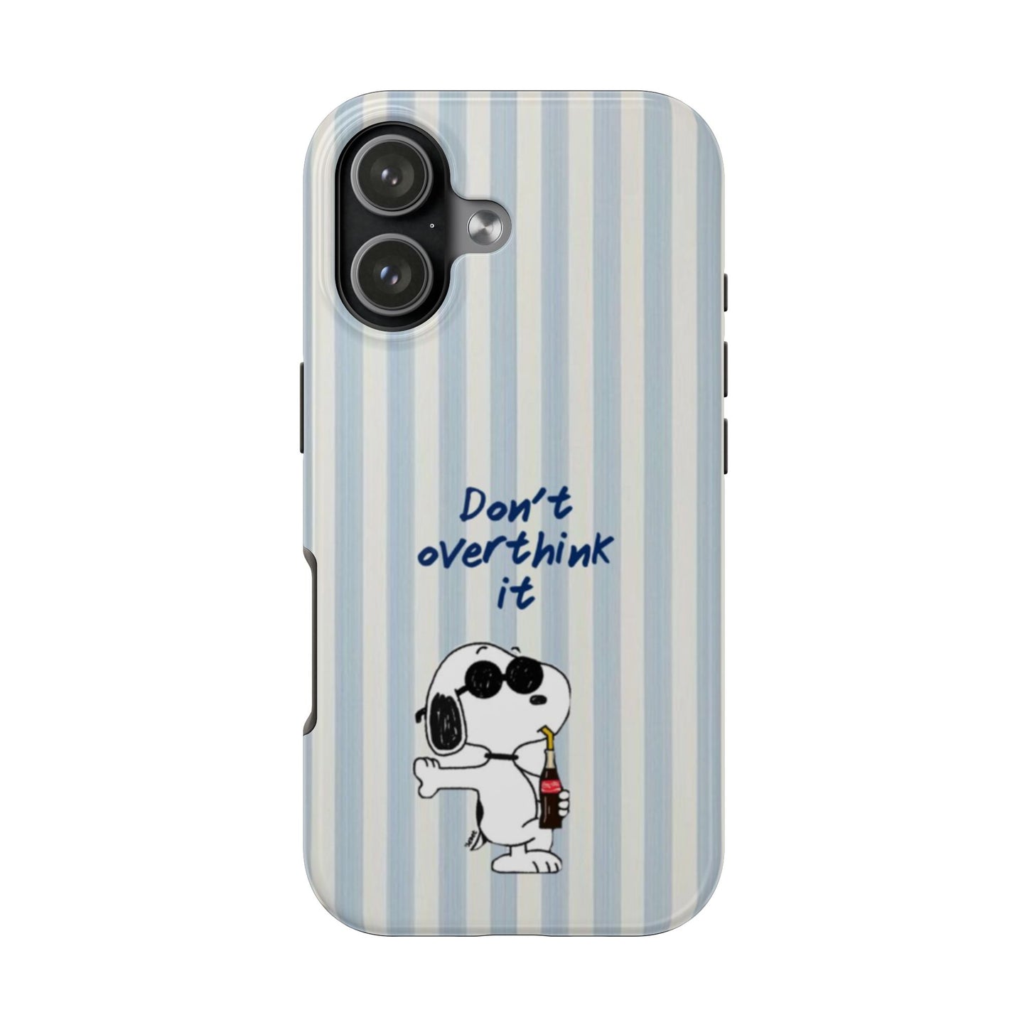 Snoopy "Don't Overthink It" Tough Phone Case — Striped Protective Cover